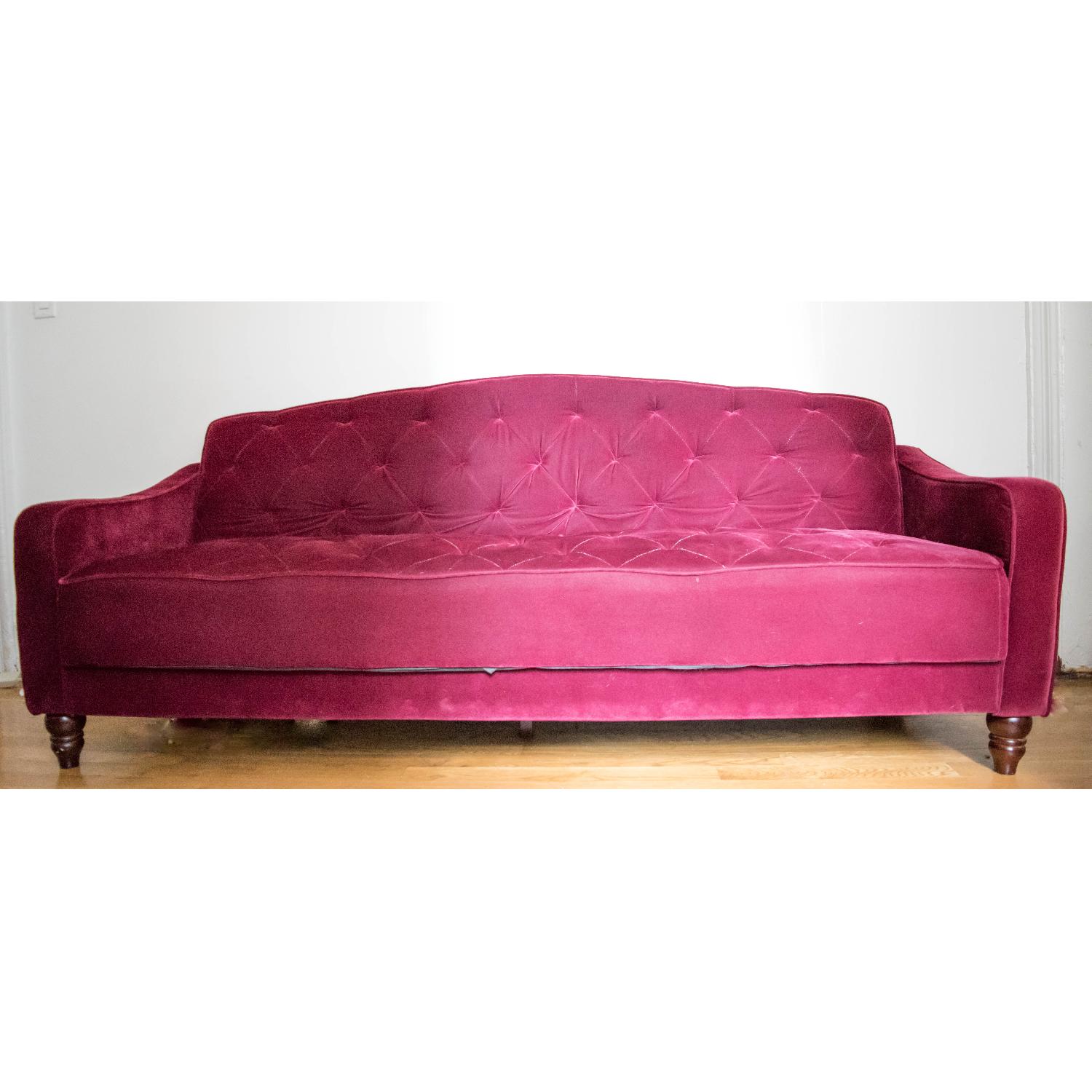 Novogratz Vintage Tufted Sleeper Sofa in Burgundy - image-1