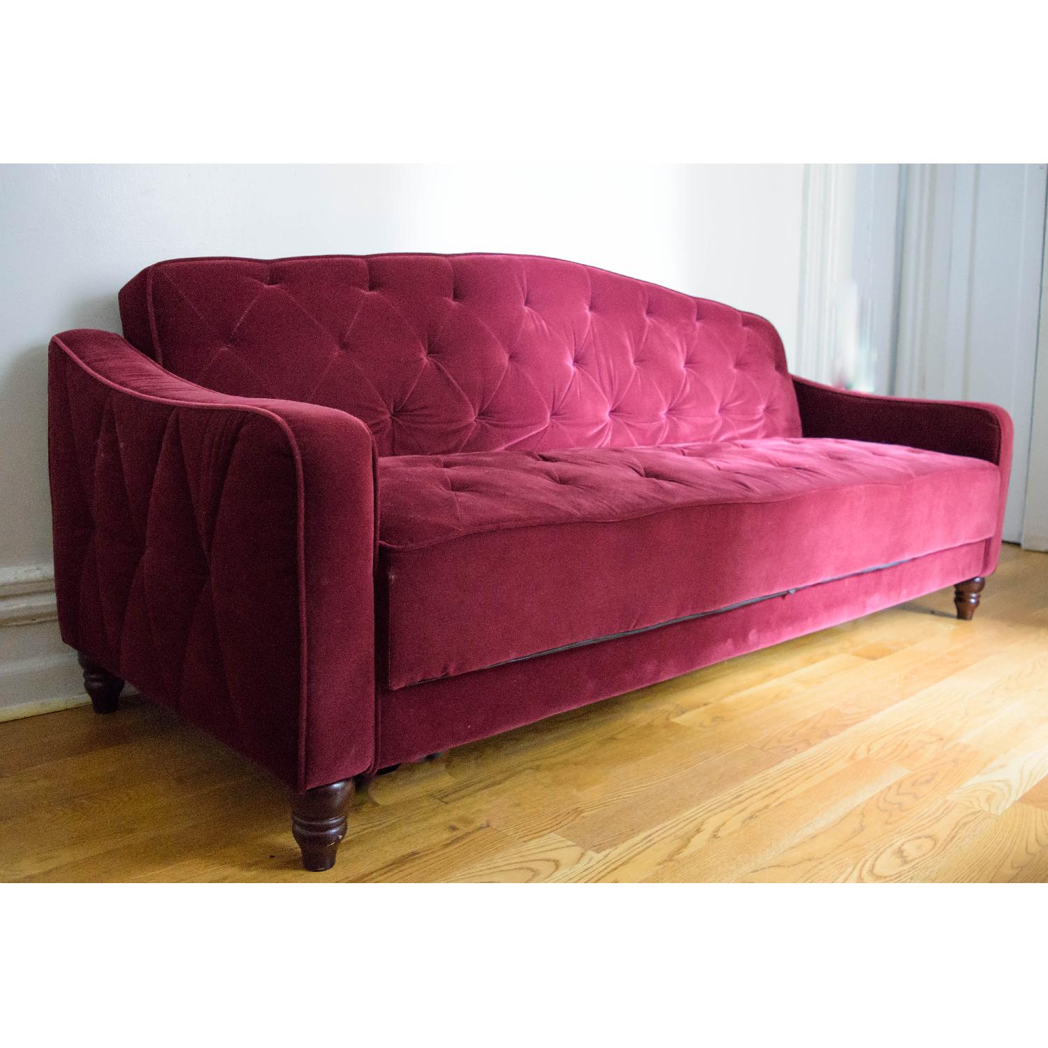 Novogratz Vintage Tufted Sleeper Sofa in Burgundy - image-2