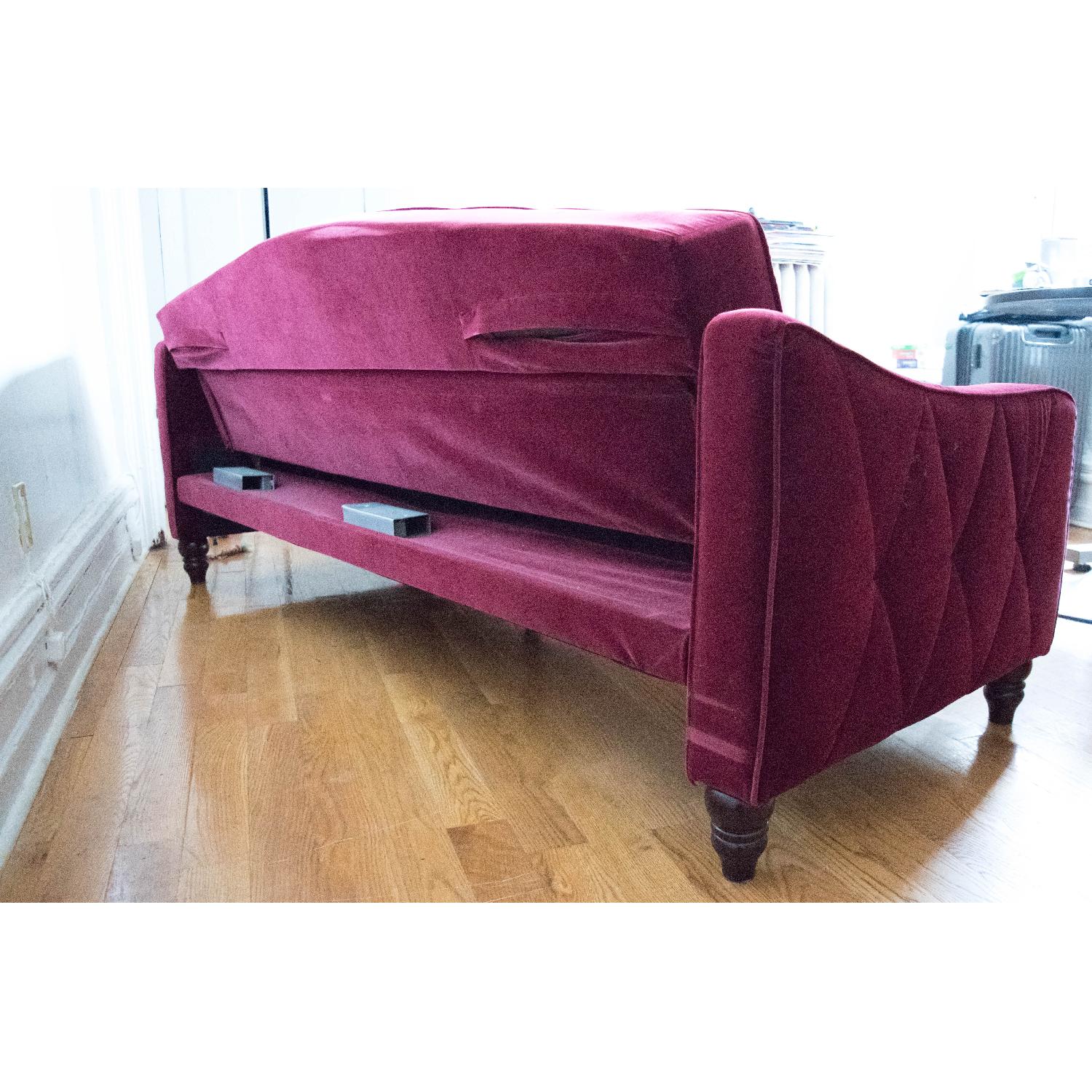 Novogratz Vintage Tufted Sleeper Sofa in Burgundy - image-4