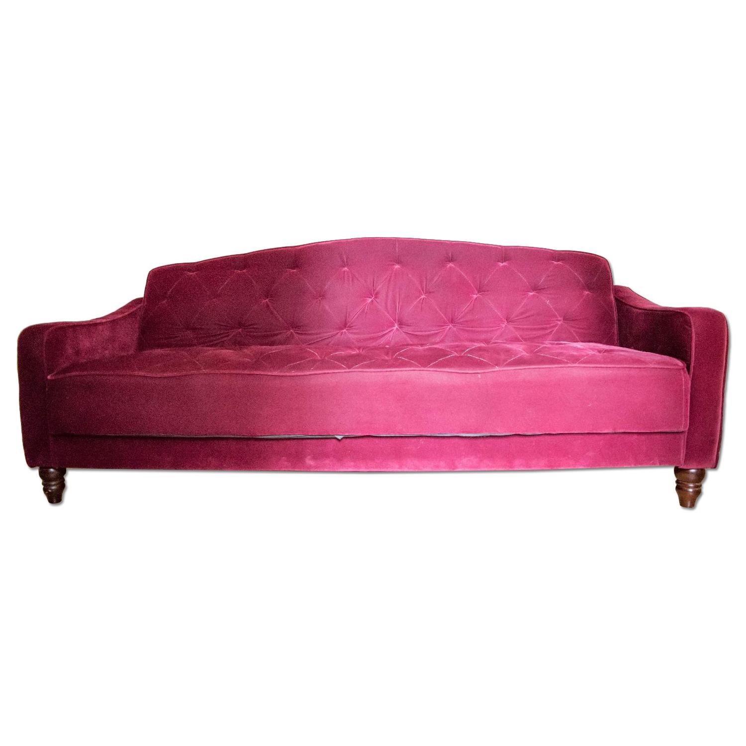 Novogratz Vintage Tufted Sleeper Sofa in Burgundy - image-0