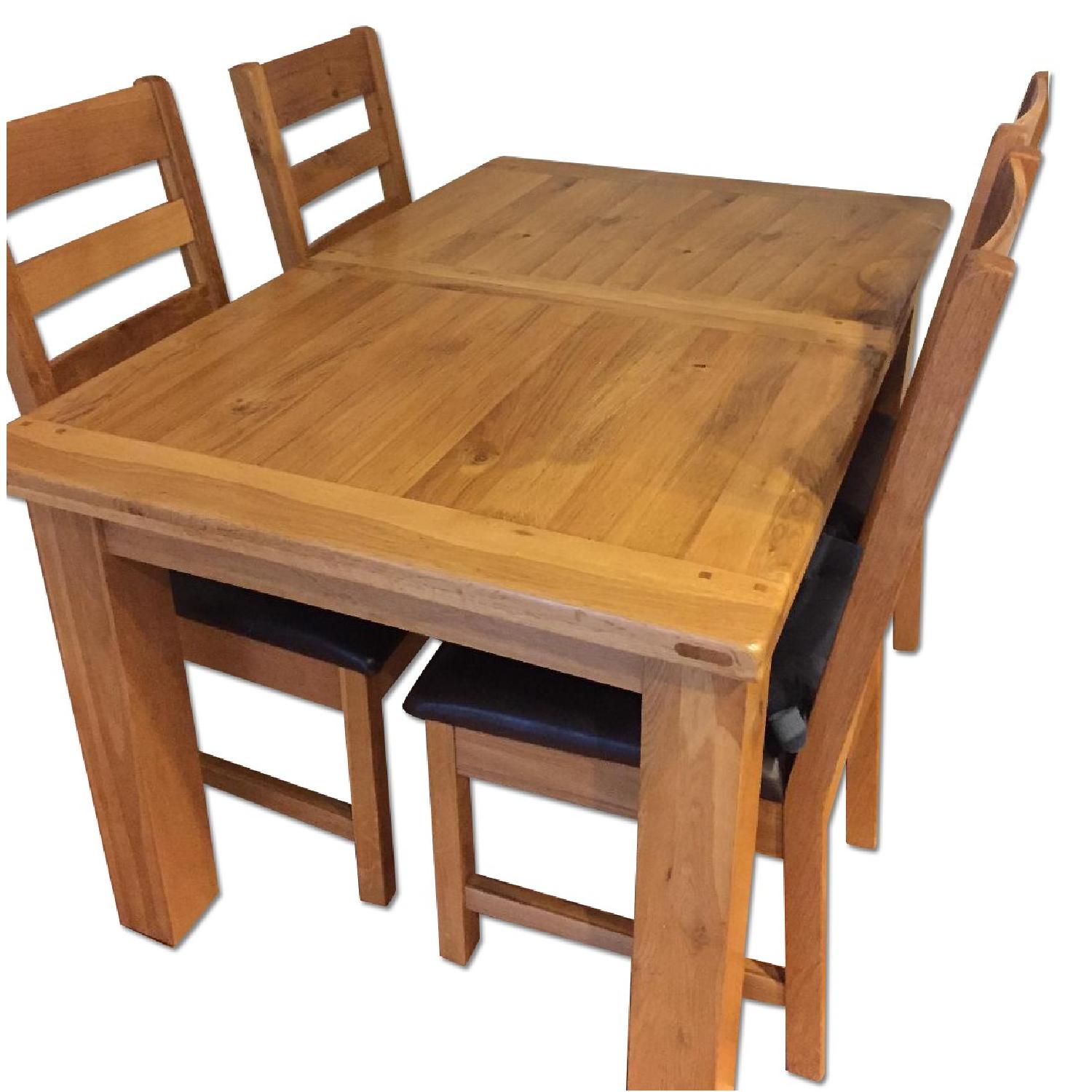 Solid Wood Dining Table w/ 4 Chairs - AptDeco