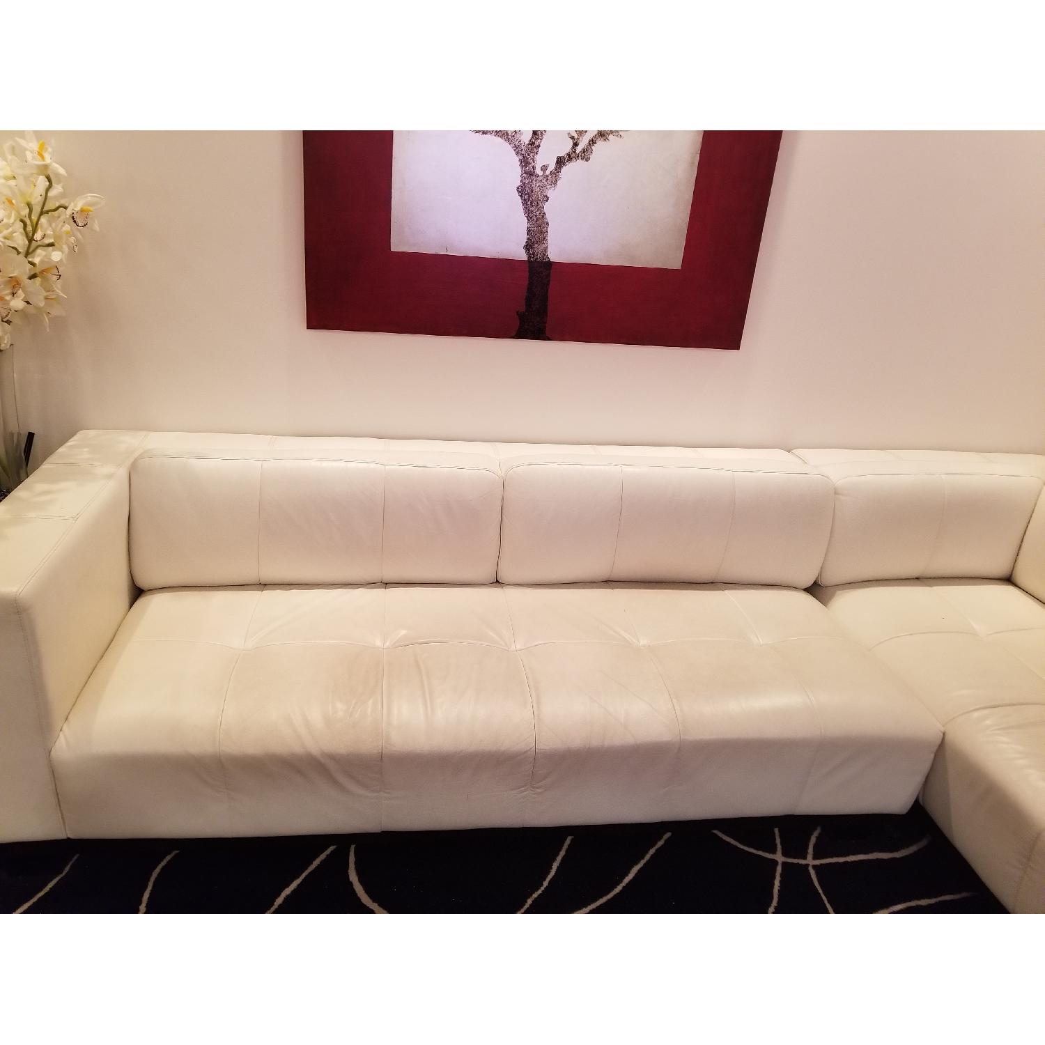 Off White Leather Sectionals Sofa AptDeco