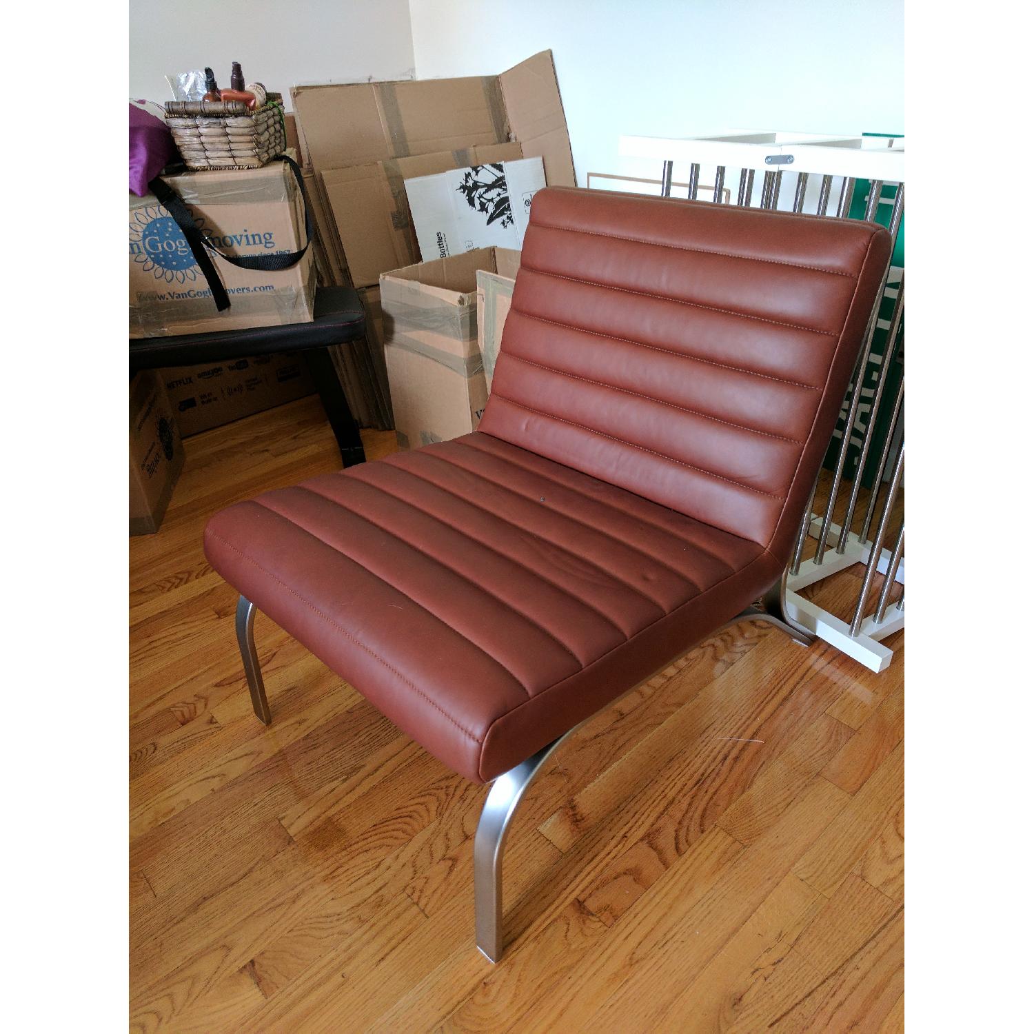 West Elm Emil Leather Slipper Chair - image-5