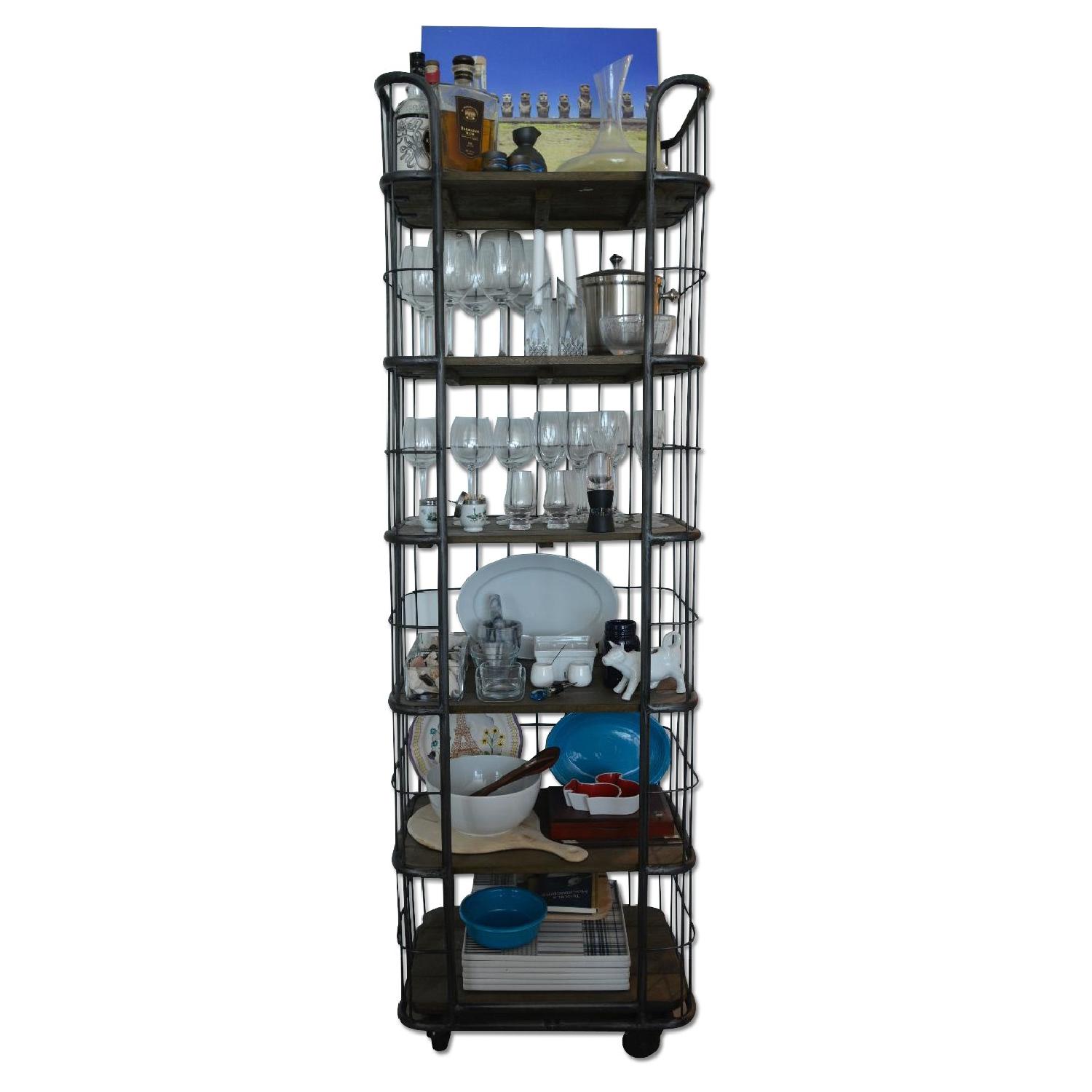 Restoration Hardware Circa 1900 Caged Bakers Rack Single Shelving AptDeco