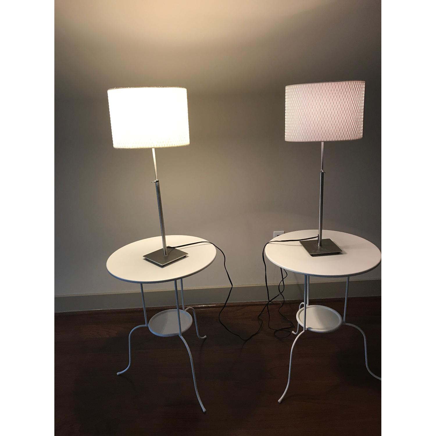 Ikea Alang Nickel Plated Table Lamp w/ LED Bulb in White - image-6