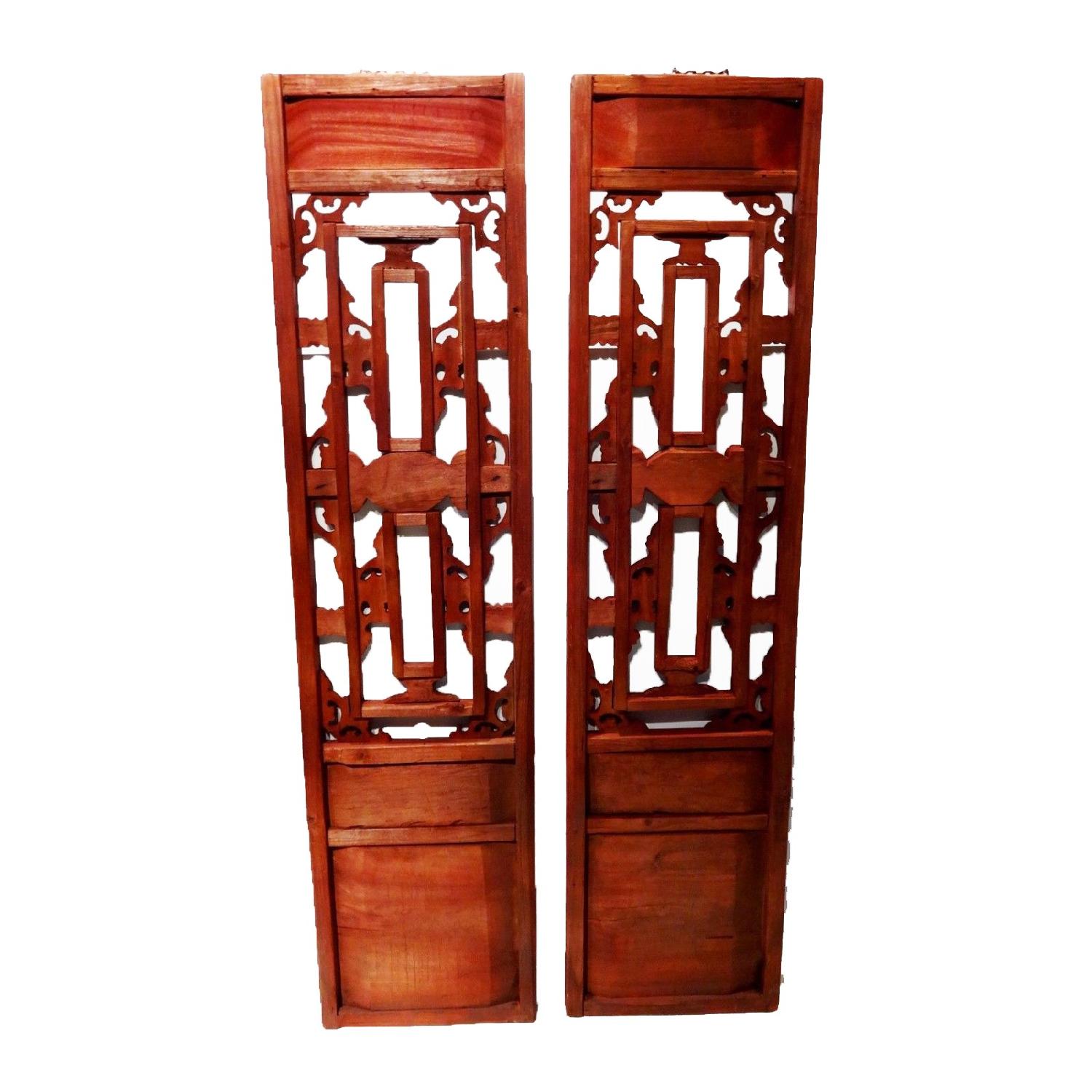 Antique Chinese Hand Carved Wood Wall Hangings AptDeco
