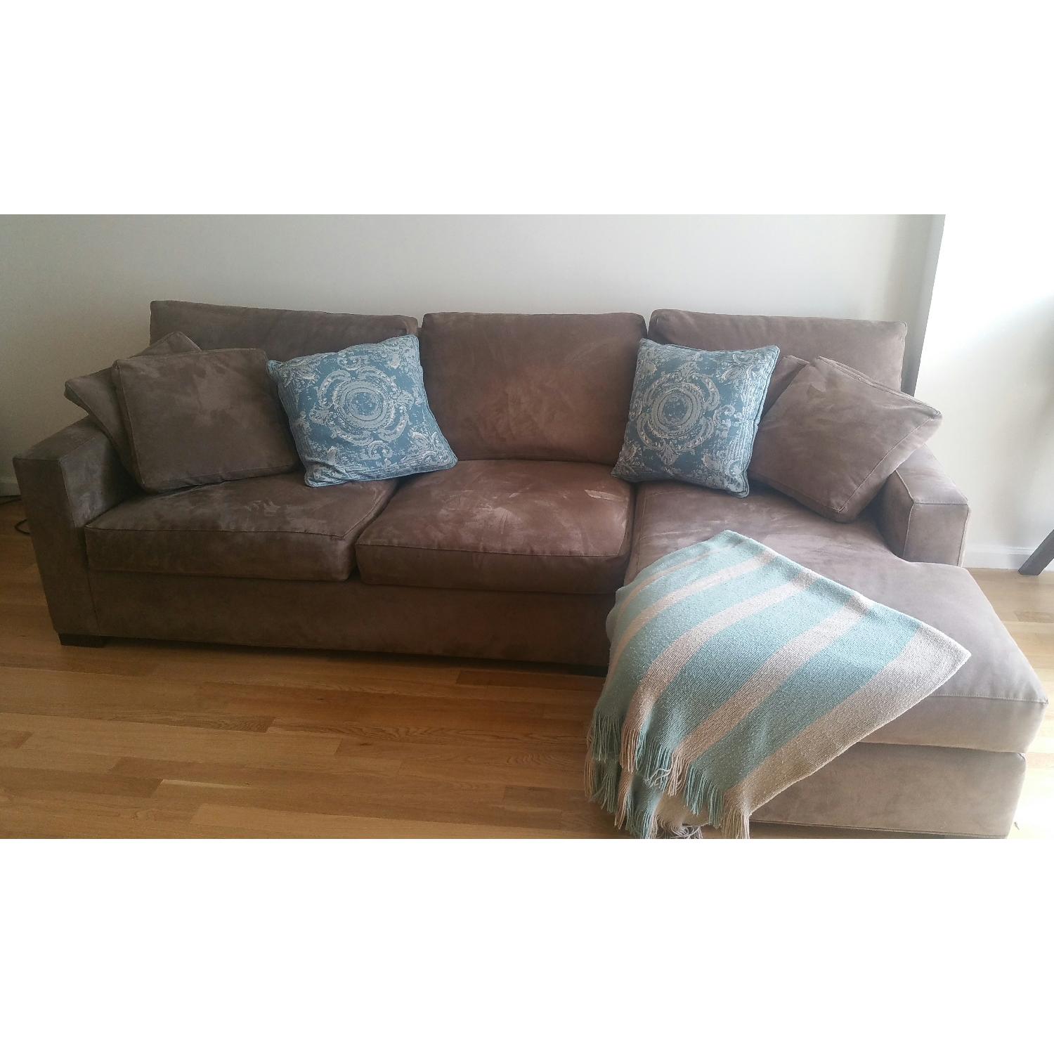 Crate & Barrel Microfiber Sectional Sofa in Douglas Coffee - image-1