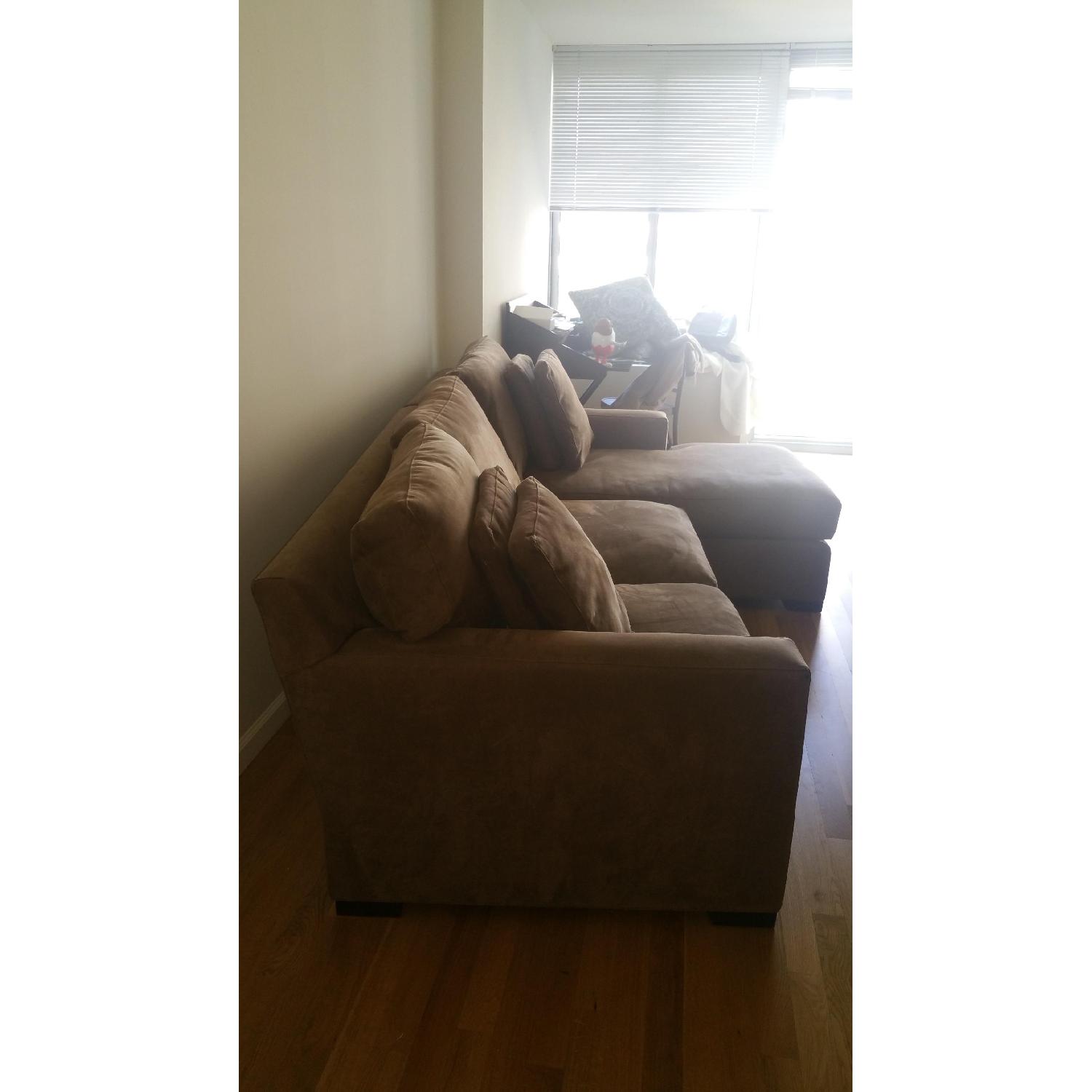 Crate & Barrel Microfiber Sectional Sofa in Douglas Coffee - image-2