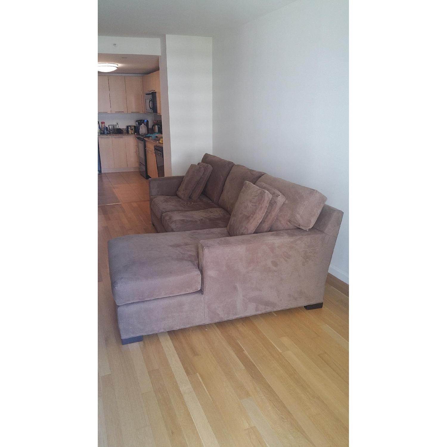 Crate & Barrel Microfiber Sectional Sofa in Douglas Coffee AptDeco