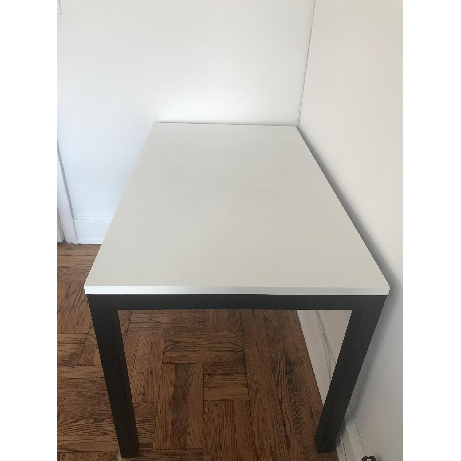 Crate & Barrel Parsons White Top & Steel Table AptDeco