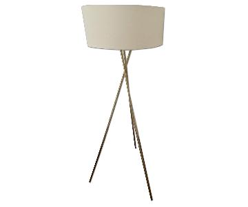 West Elm Antique Brass Mid-Century Tripod Floor Lamp