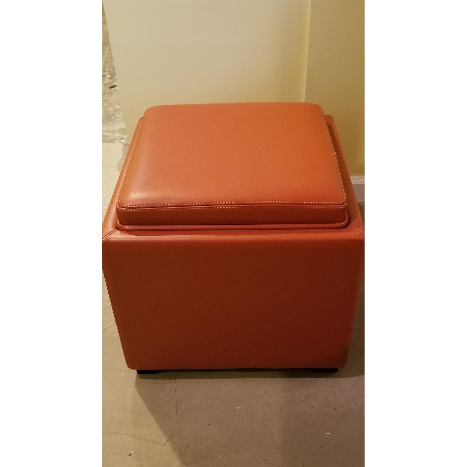 Crate & Barrel Stow Leather Storage Ottoman - image-1
