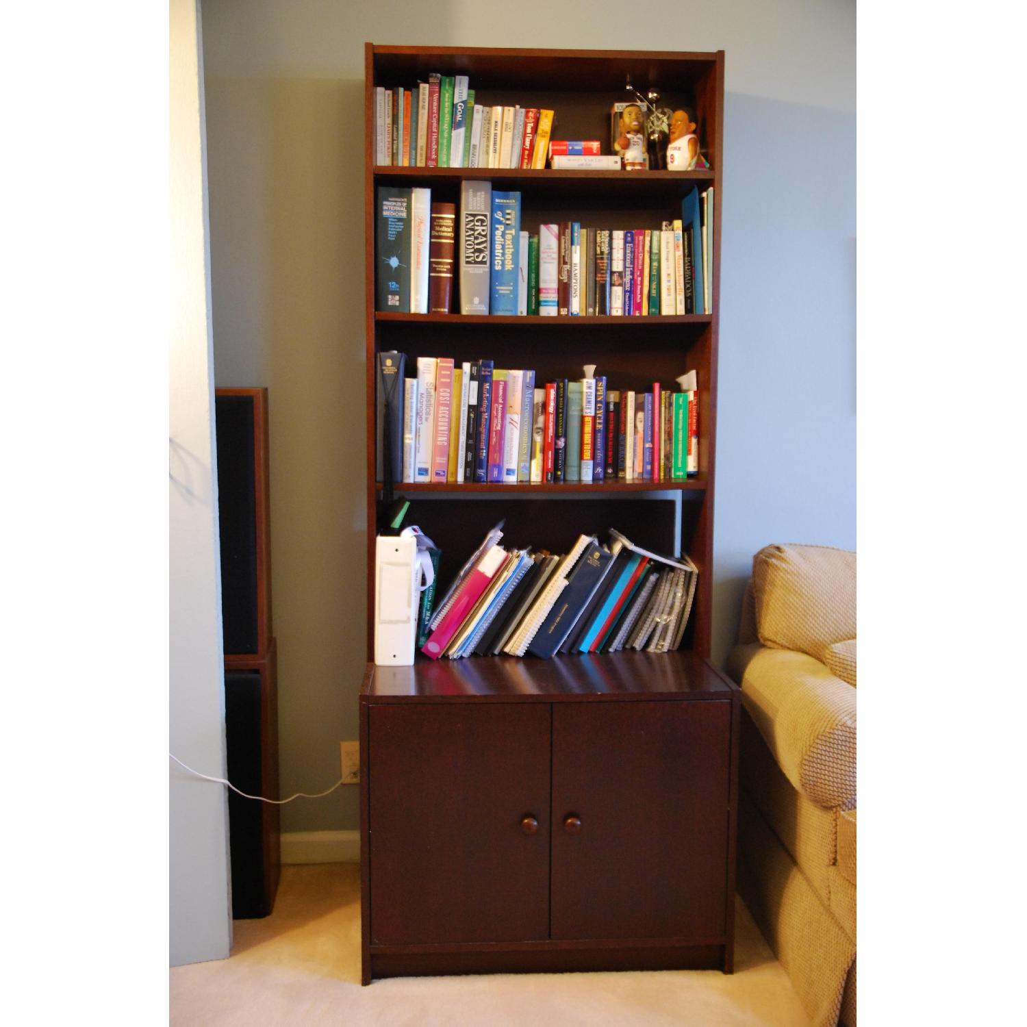 Ikea Bookcase Cabinet in Mahogany-Toned Veneer - image-1