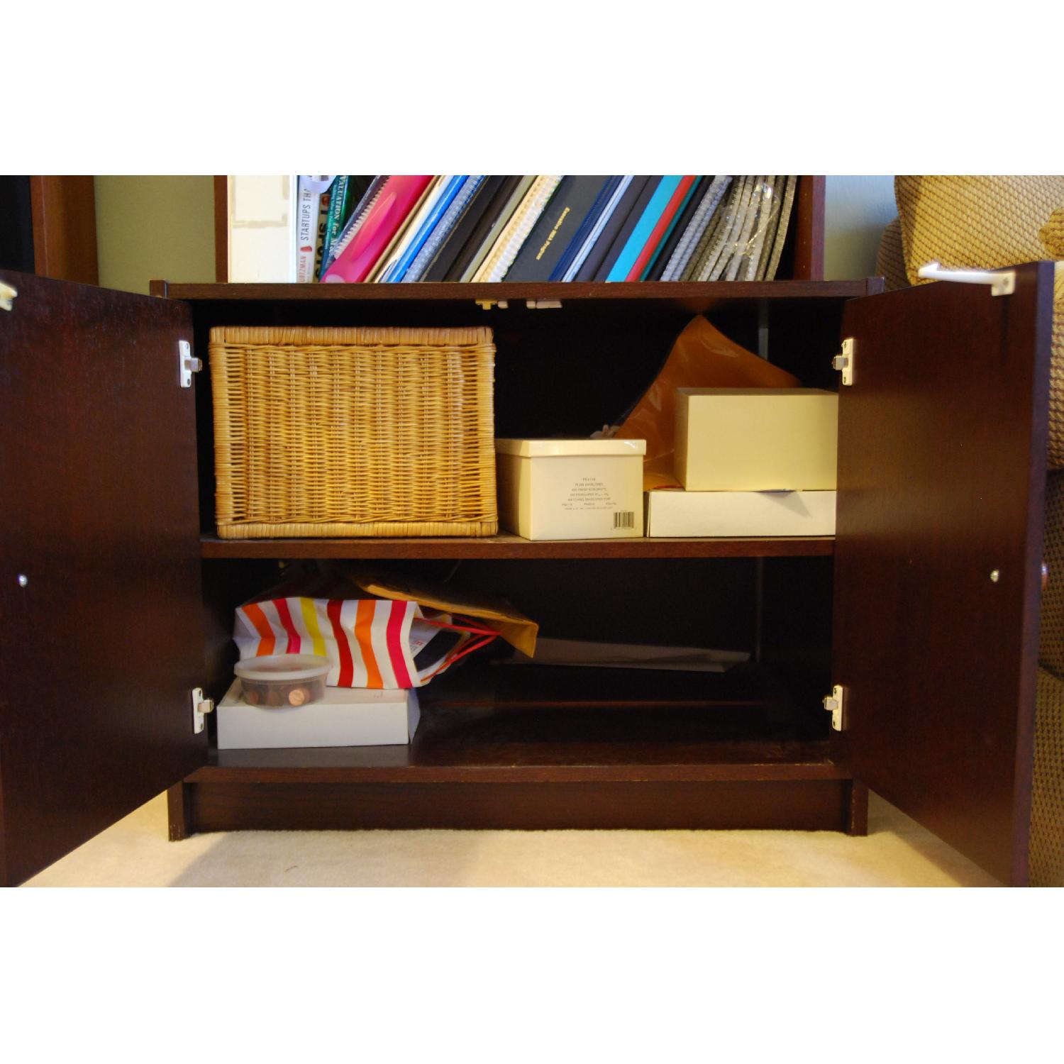 Ikea Bookcase Cabinet in Mahogany-Toned Veneer - image-3