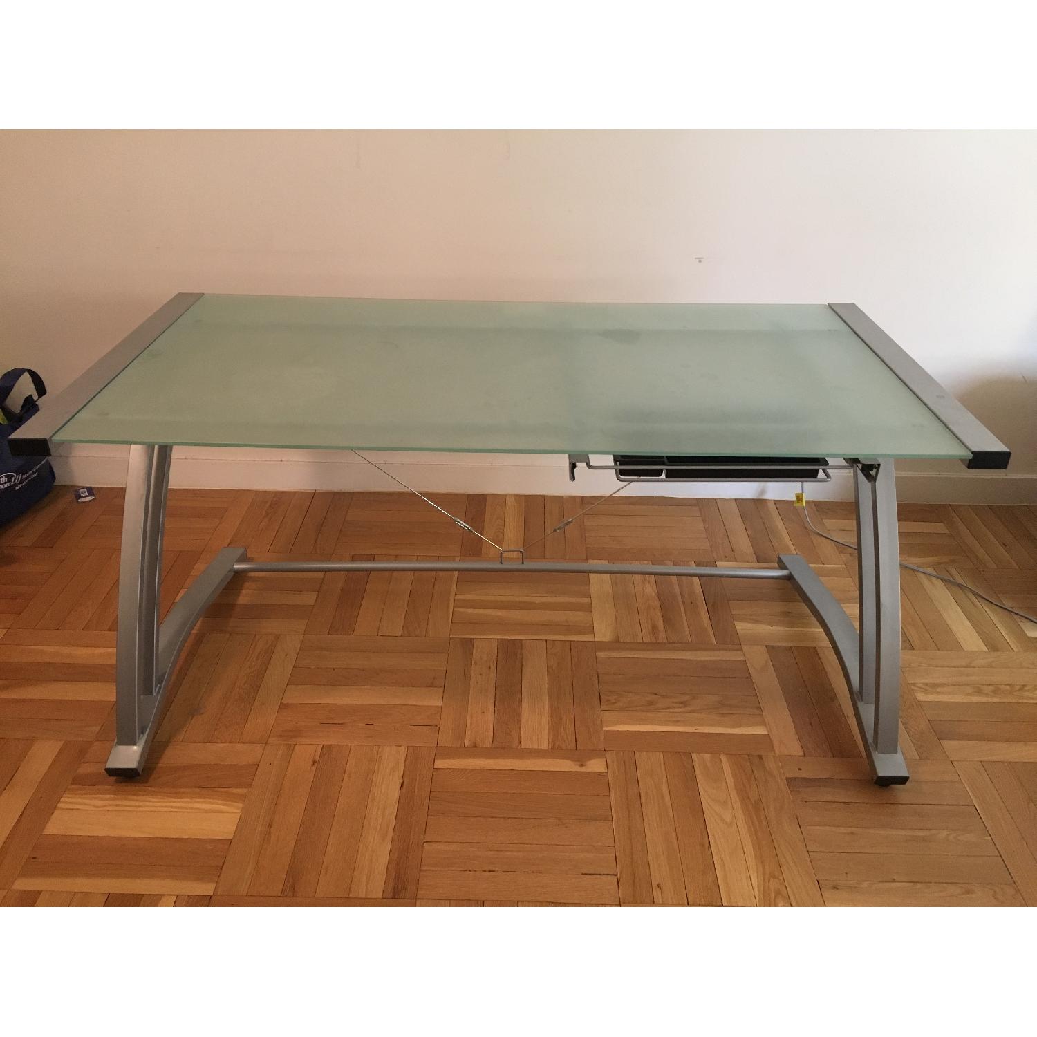 Staples Tempered Frosted Glass Large Desk - image-1