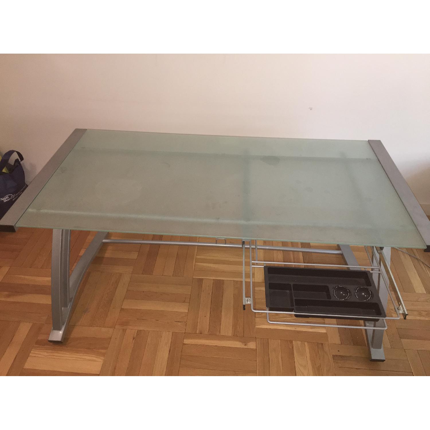 Staples Tempered Frosted Glass Large Desk - image-2
