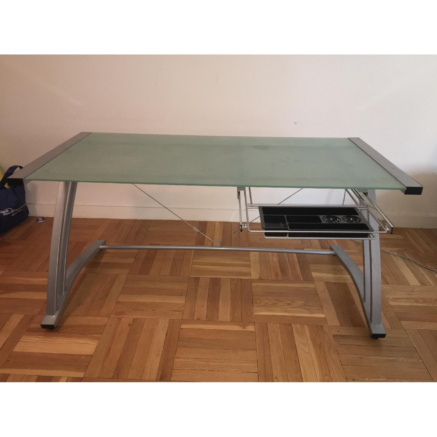 Staples Tempered Frosted Glass Large Desk - image-3