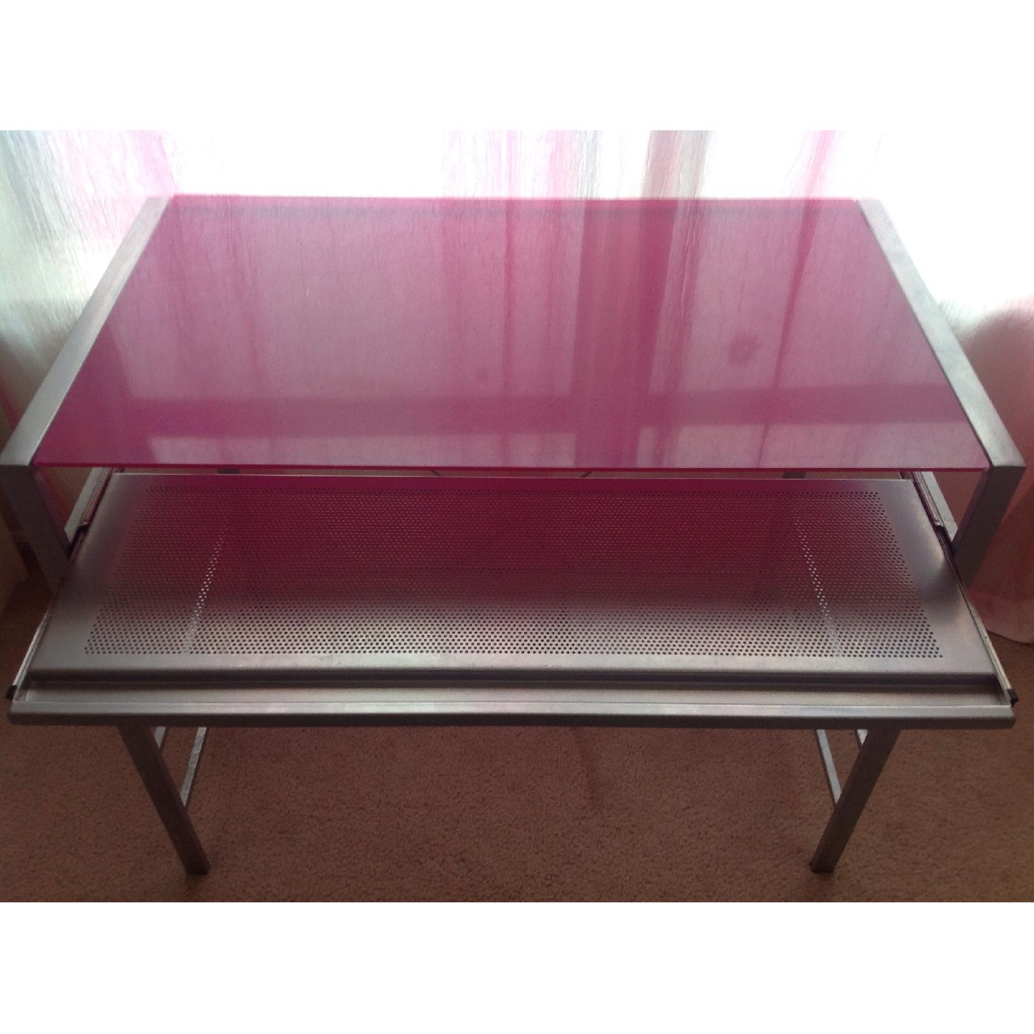 Mainstays Glass Top Desk w/ Keyboard Tray Shelving - image-3