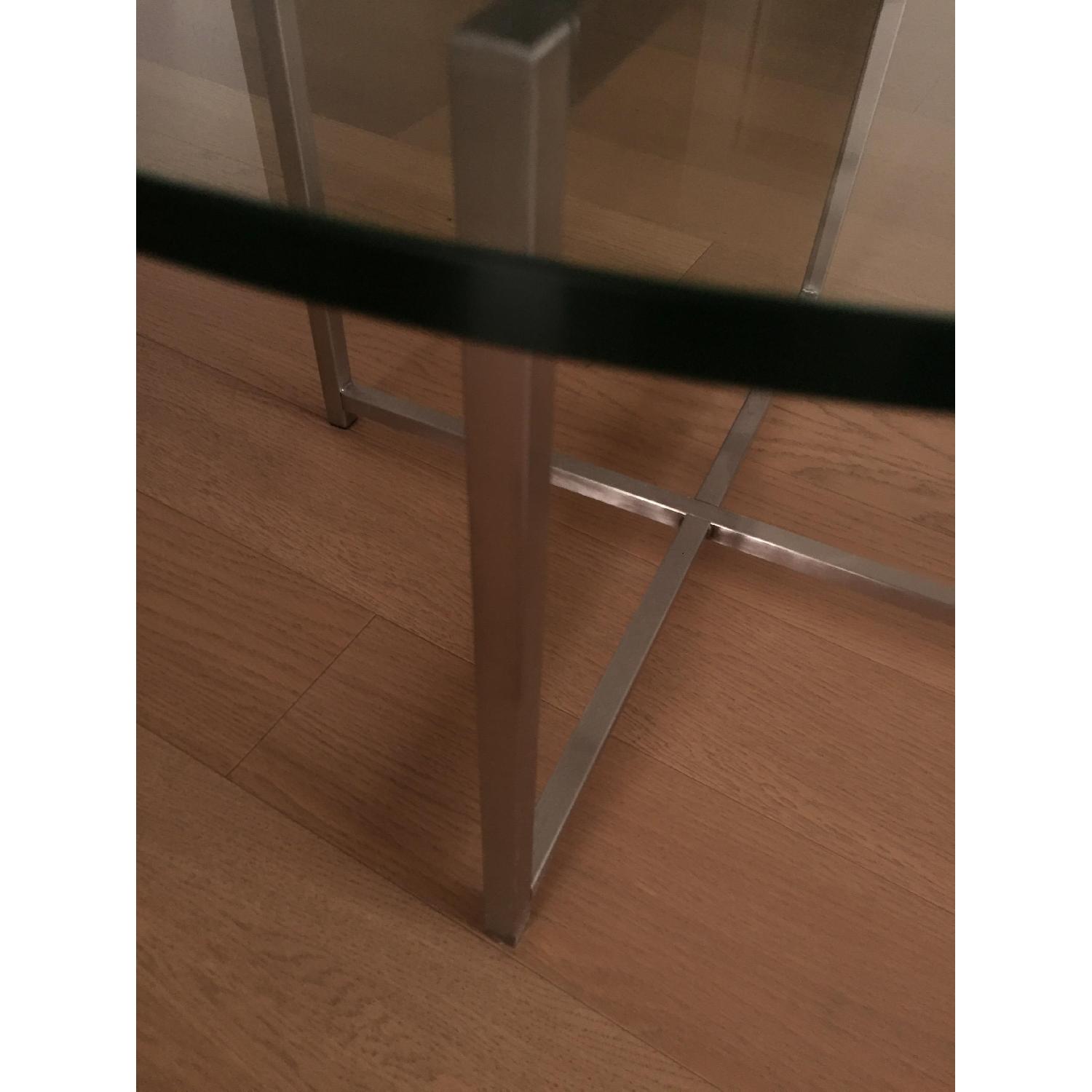 Room & Board Round Glass Cocktail Table w/ Stainless Steel Legs - image-4