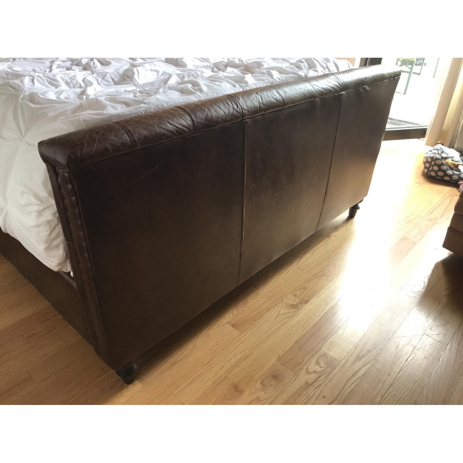 Leather Chesterfield Restoration Hardware Bed Frame w/ Headboard - image-2