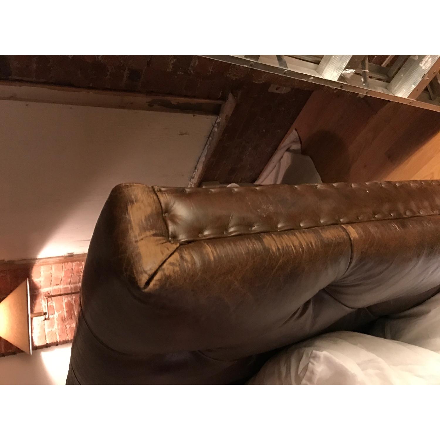 Leather Chesterfield Restoration Hardware Bed Frame w/ Headboard - image-7