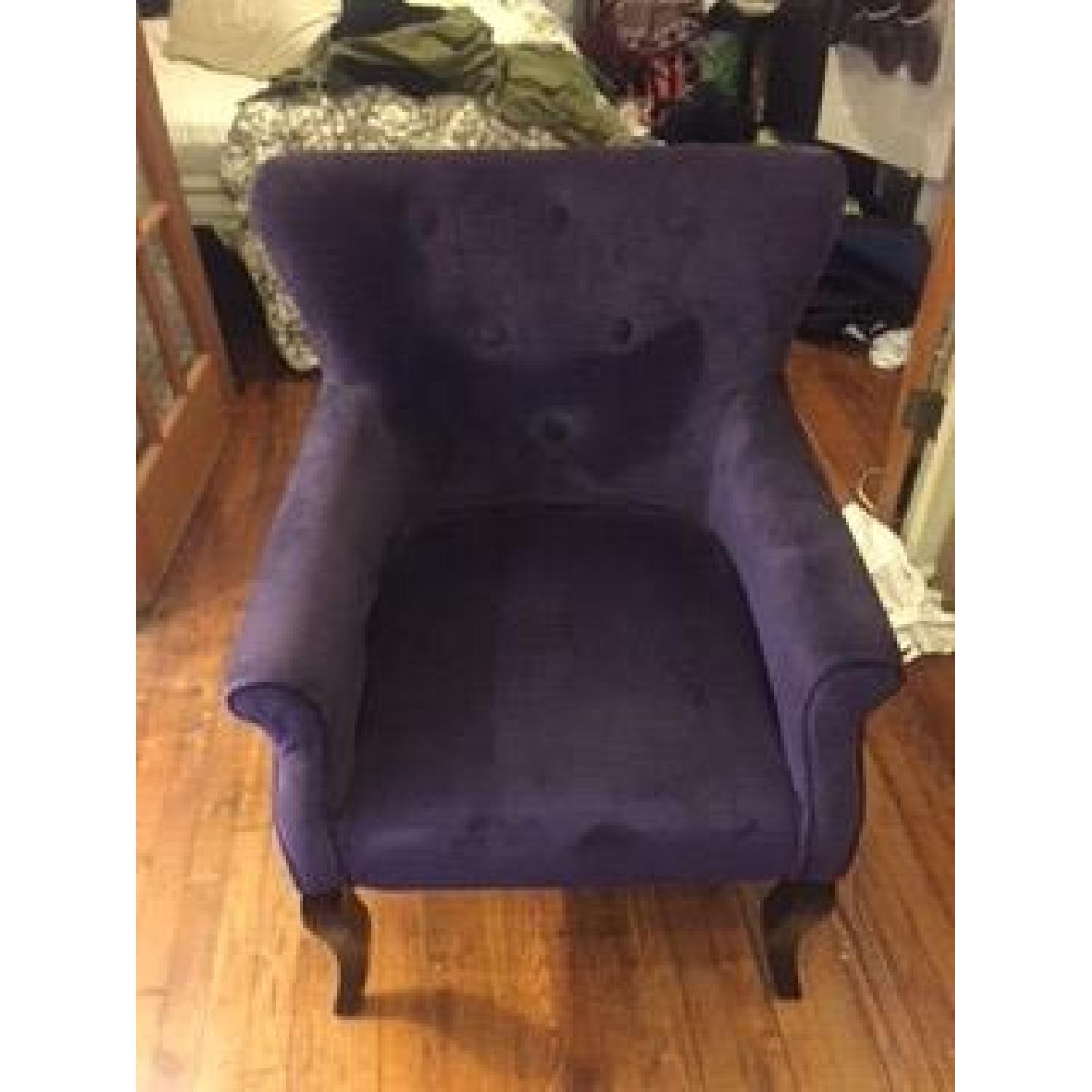 Purple Tufted Velvet Accent Chair - image-1