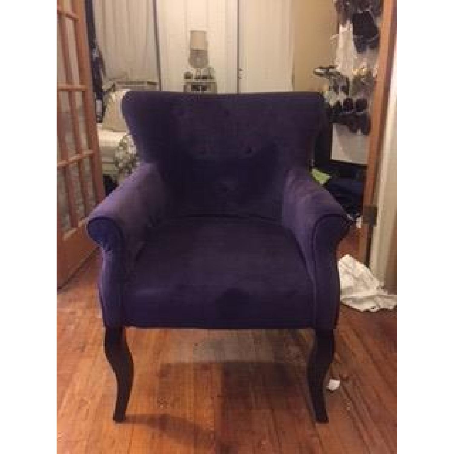 Purple Tufted Velvet Accent Chair - image-6