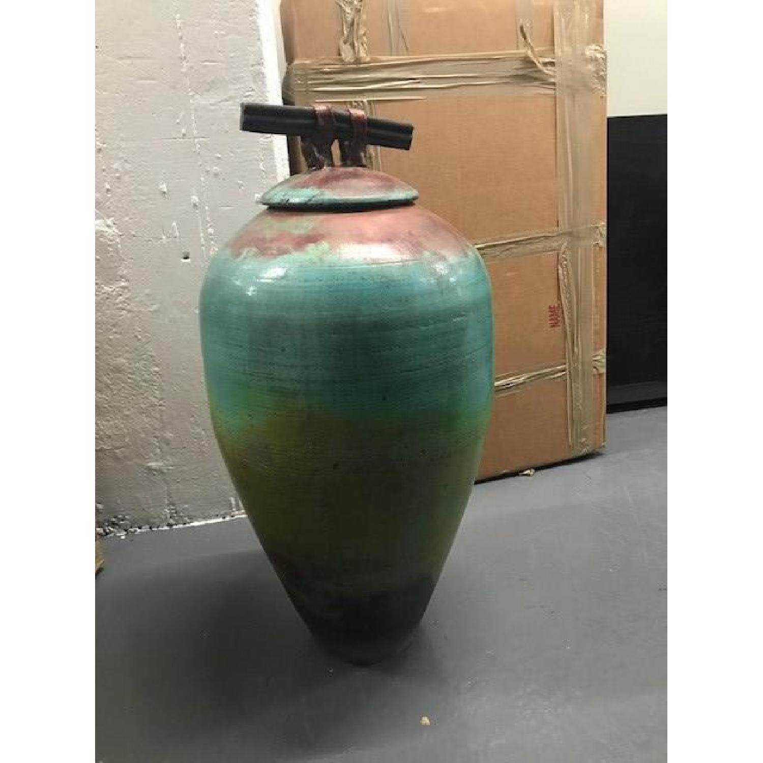 Decorative Vase in Aged Turquoise Finish - image-1
