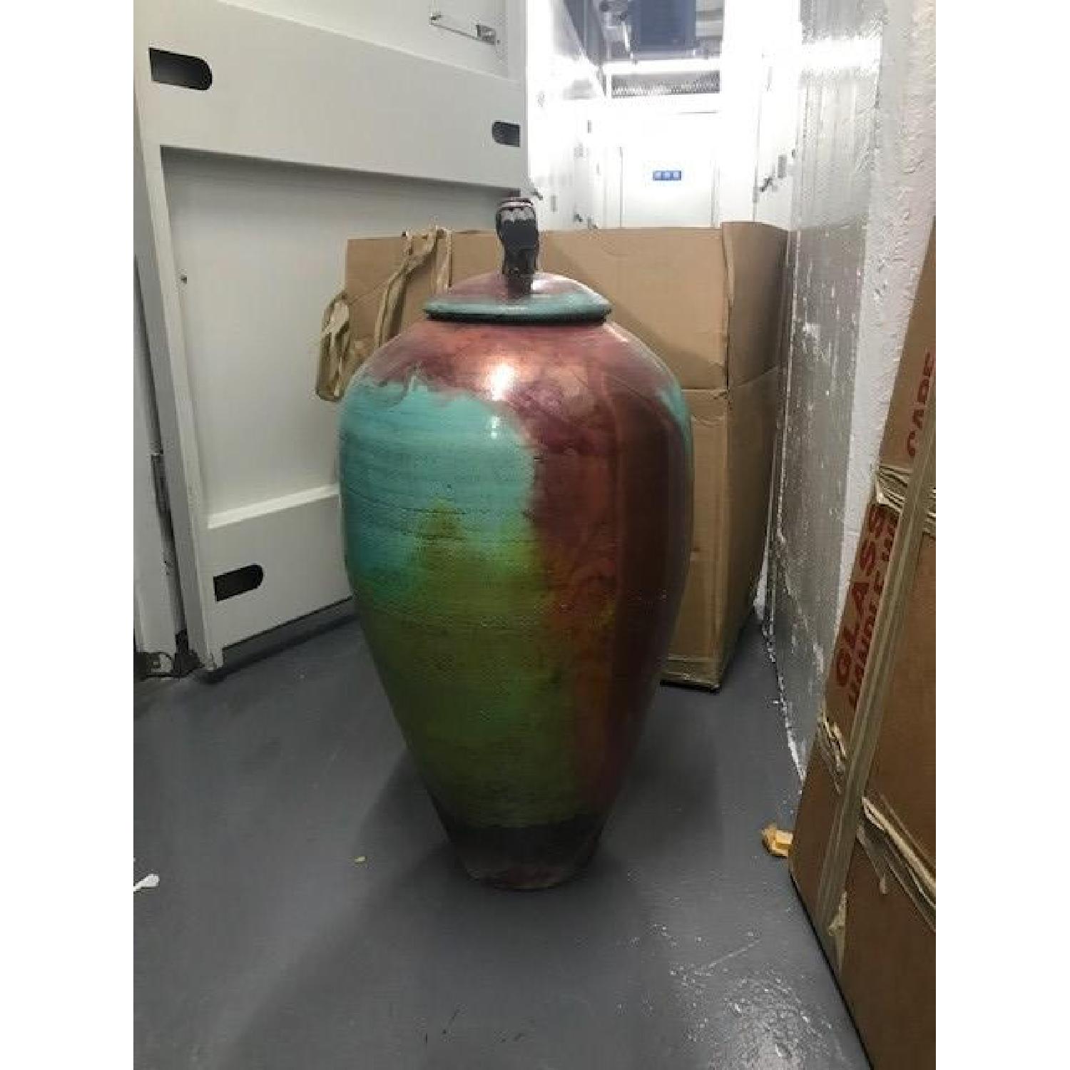 Decorative Vase in Aged Turquoise Finish - image-2