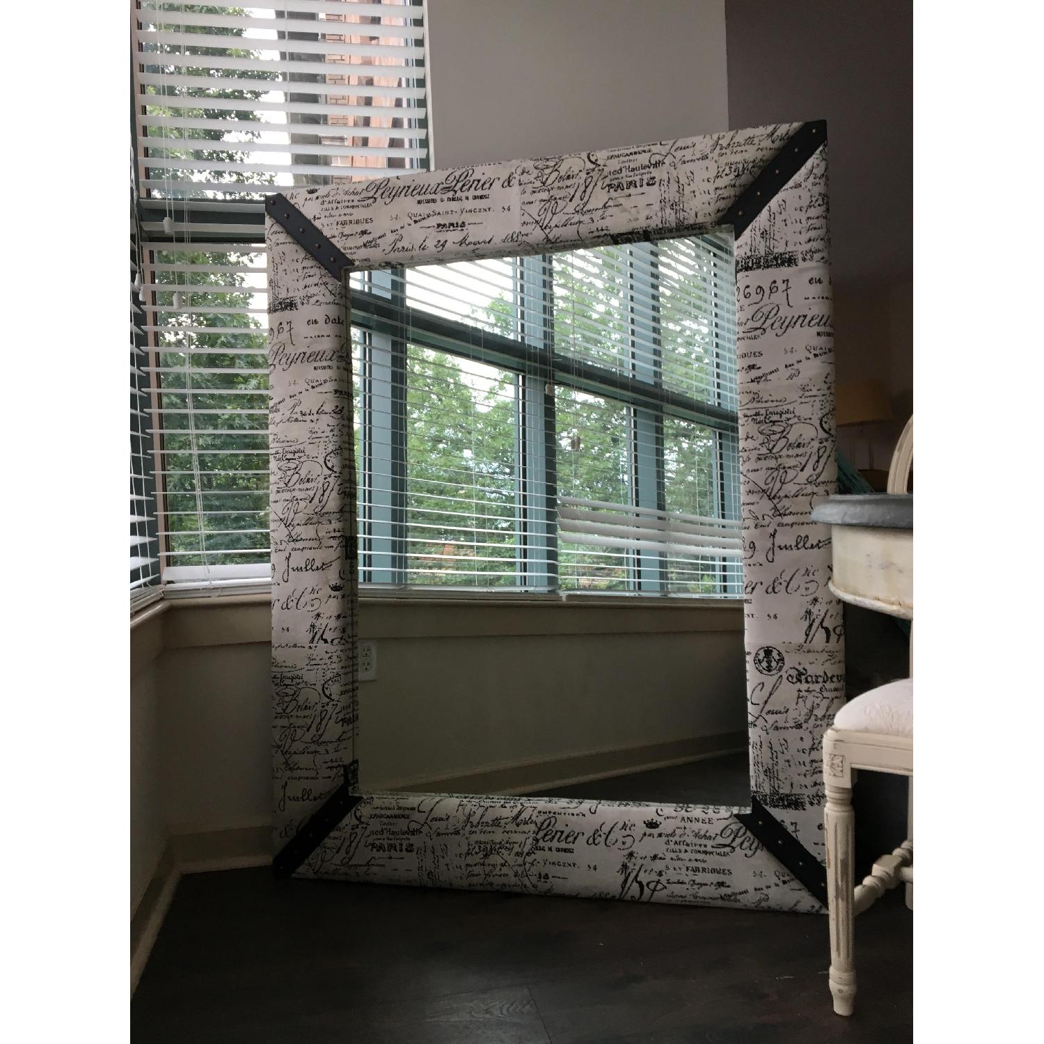 Script On Mirror Oversize Beige Fabric Script Mirror - AptDeco