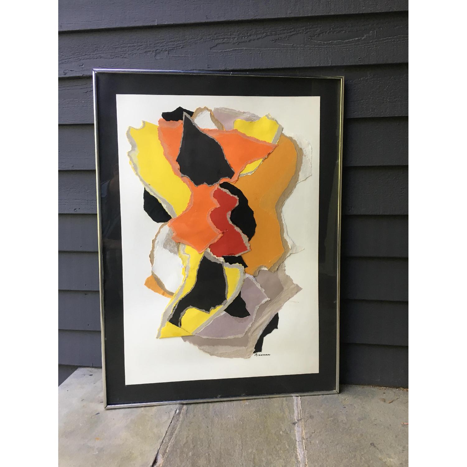 Vintage Abstract Painting - Paper Assemblage Collage - image-1