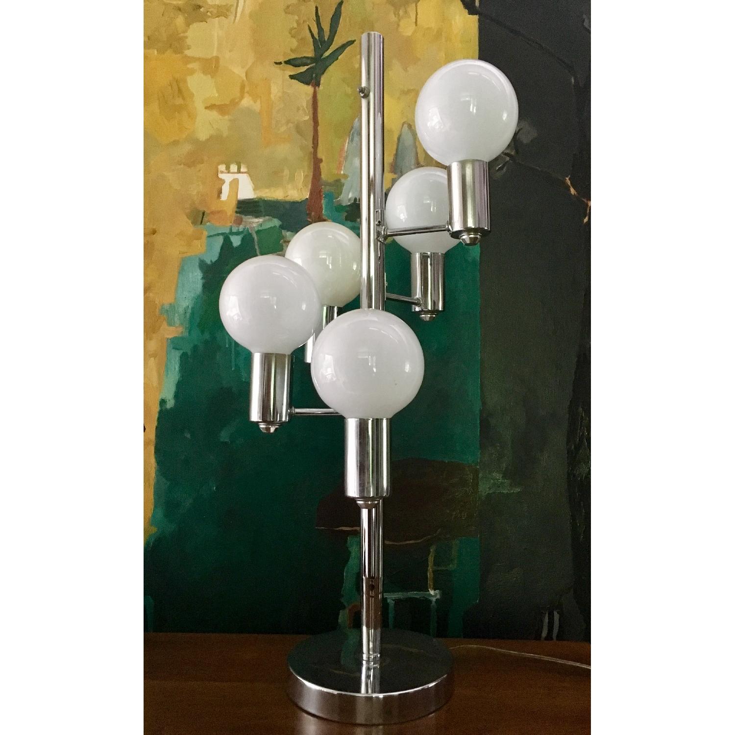 Mid Century Chrome Waterfall 5 Globe Lamp - image-1