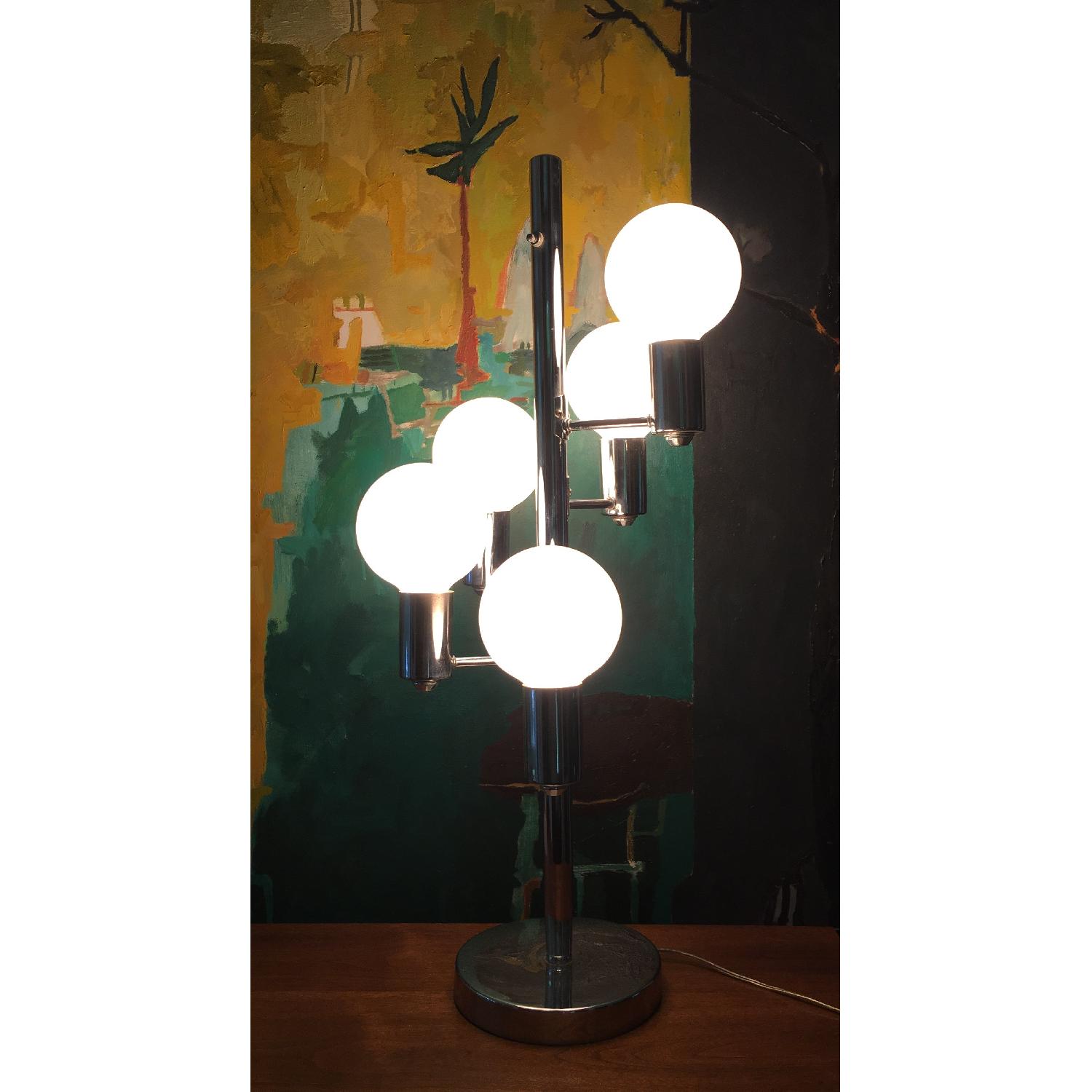 Mid Century Chrome Waterfall 5 Globe Lamp - image-5