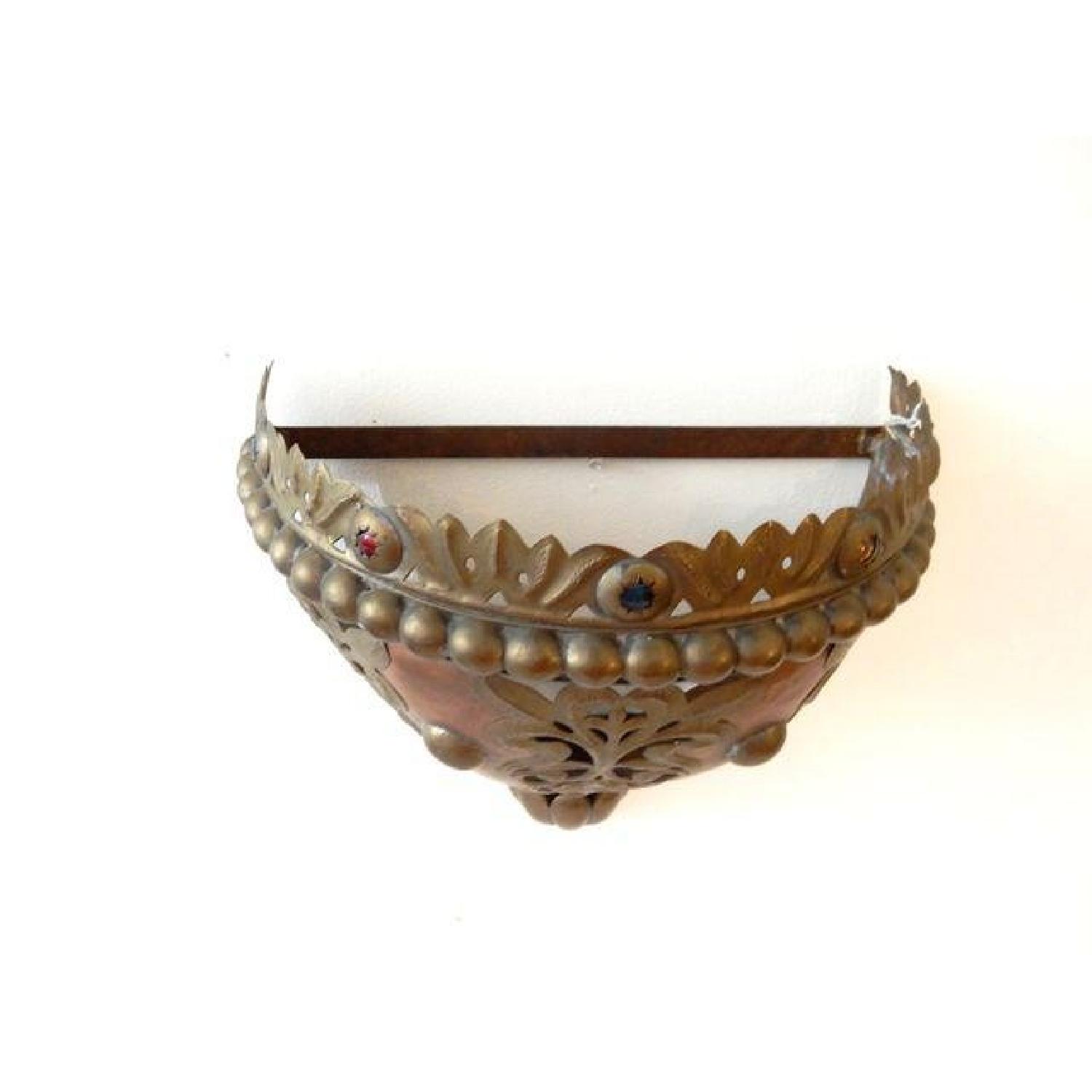 Moroccan Brass Half Moon Wall Sconce - image-1