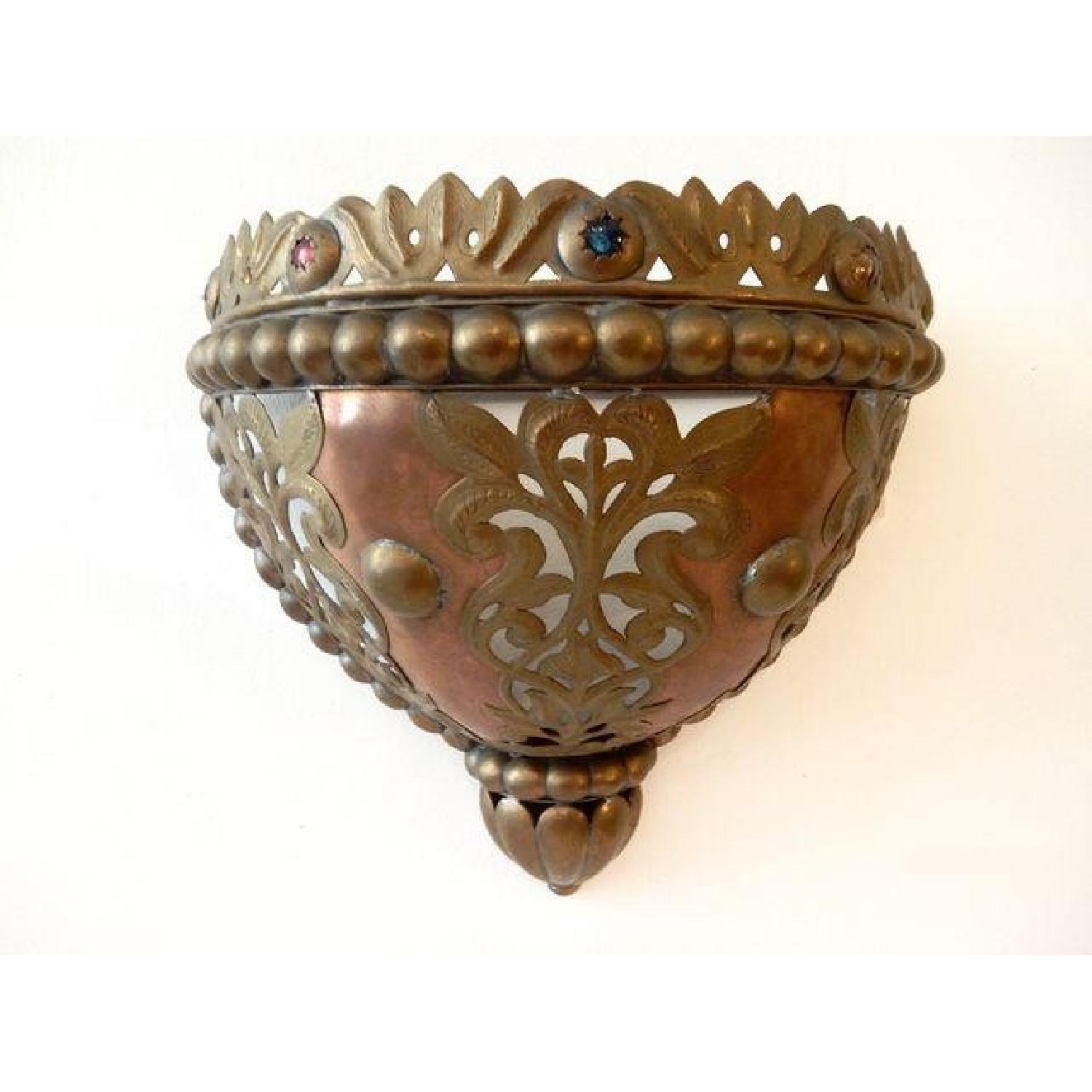 Moroccan Brass Half Moon Wall Sconce - image-2