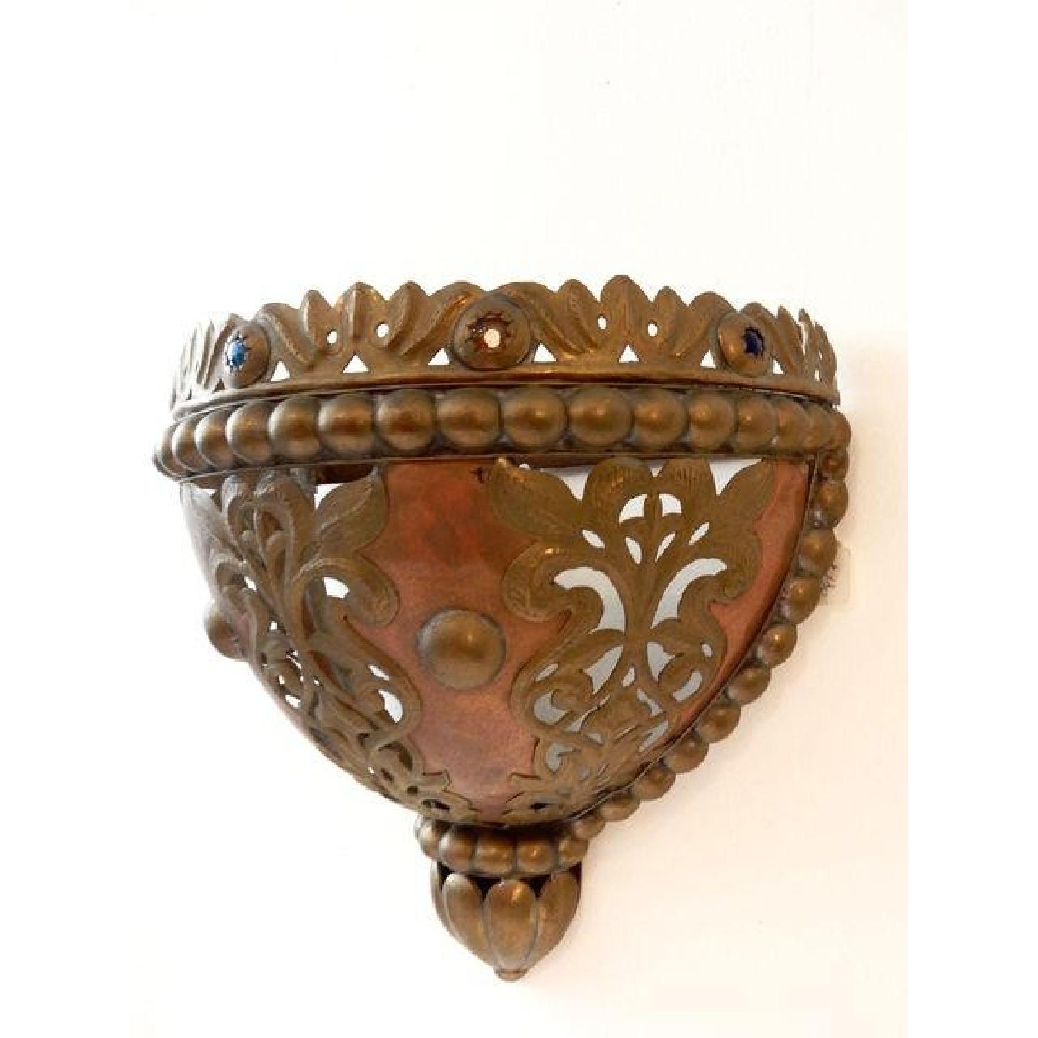 Moroccan Brass Half Moon Wall Sconce - image-3