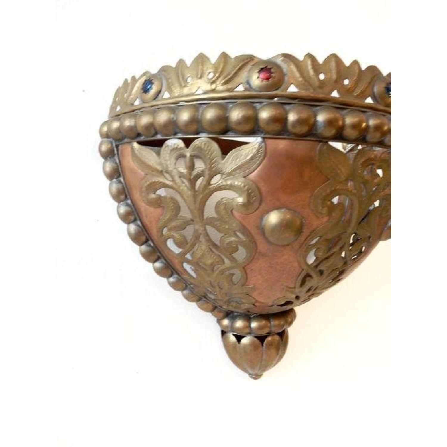 Moroccan Brass Half Moon Wall Sconce - image-4