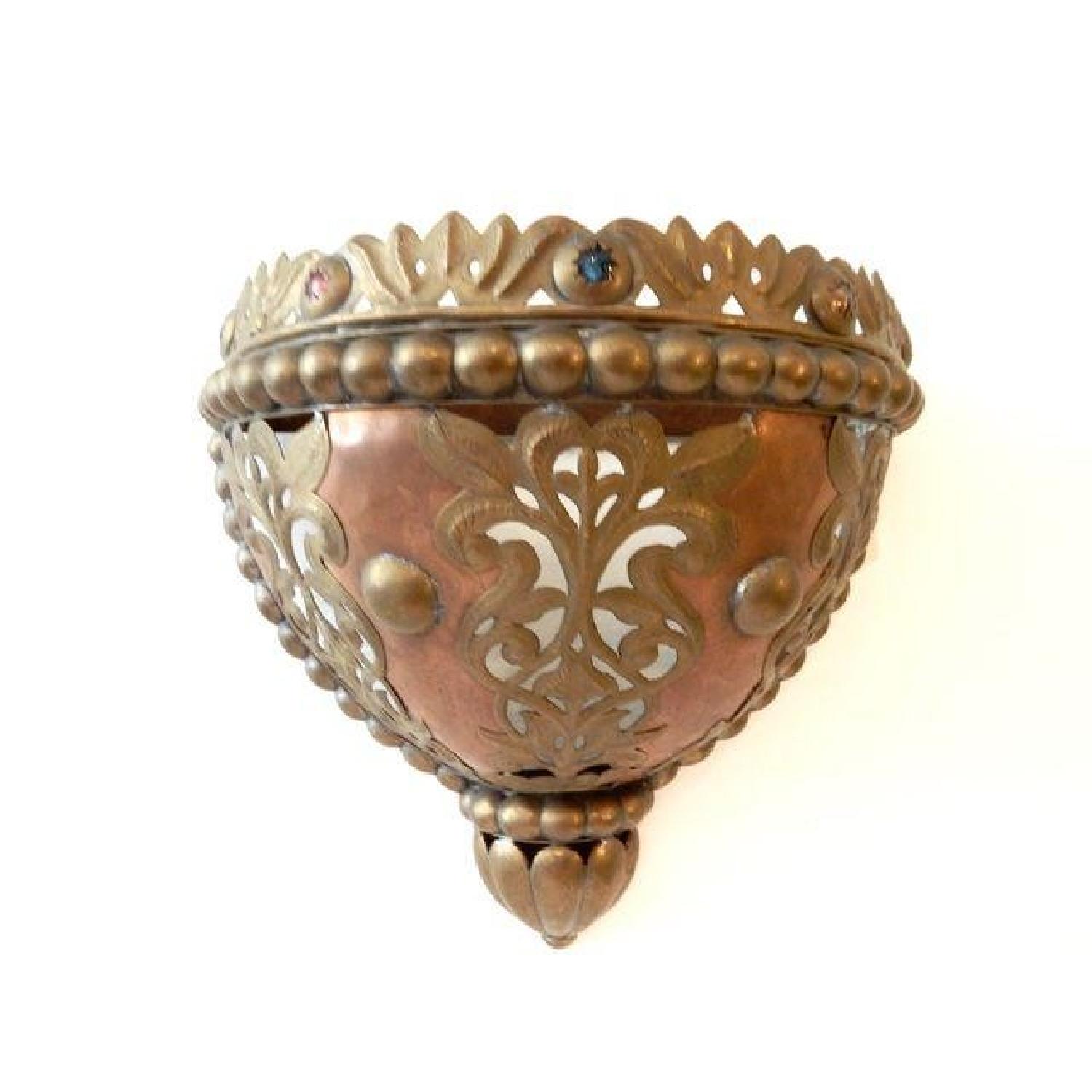 Moroccan Brass Half Moon Wall Sconce - image-6