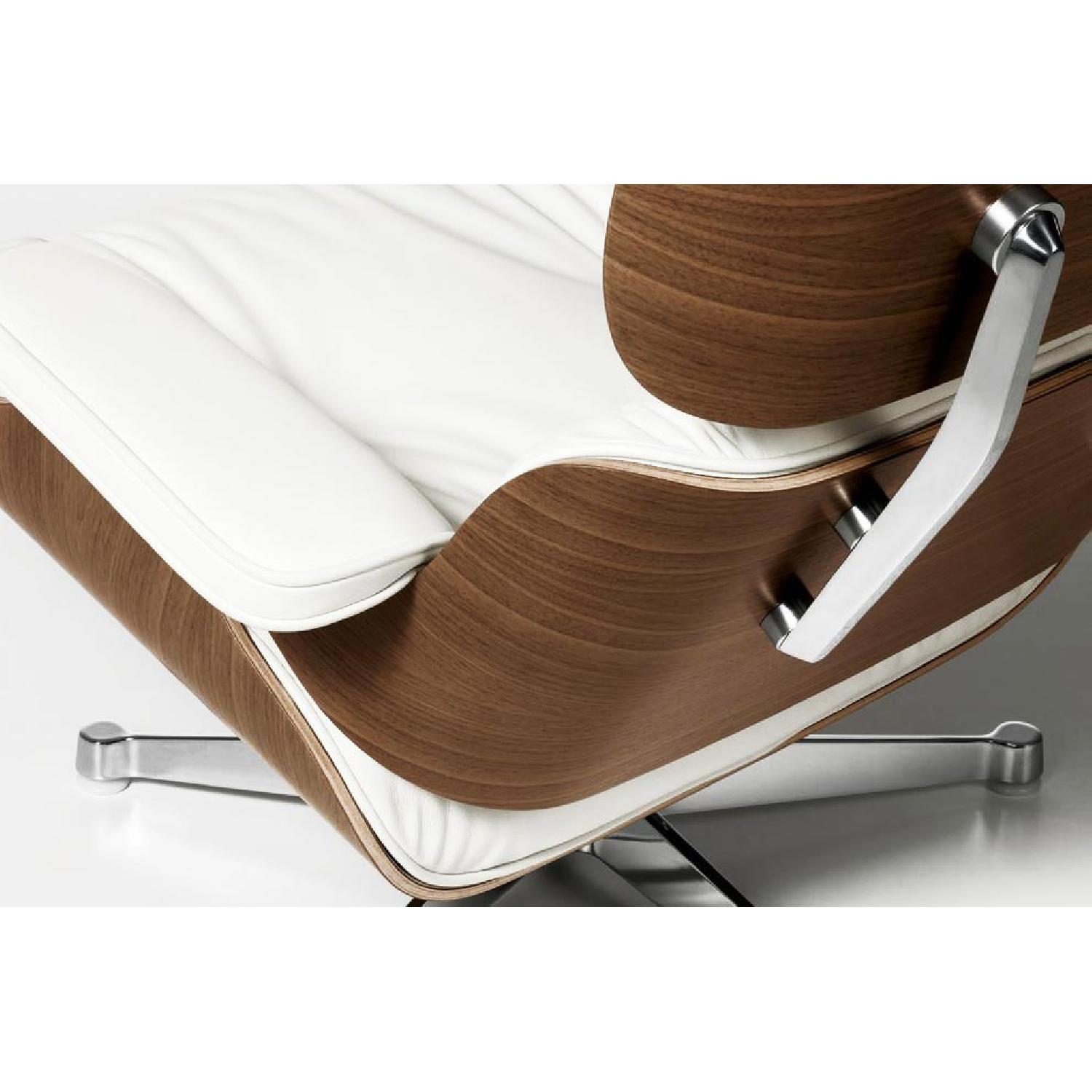Eames Lounge Chair Replica in White w/ Silver Base - image-3