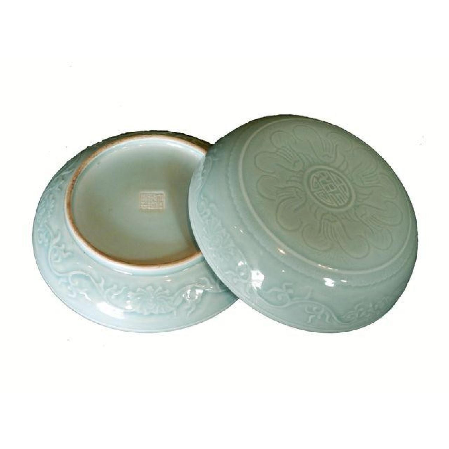 Hand Carved Porcelain Celadon Box - image-2