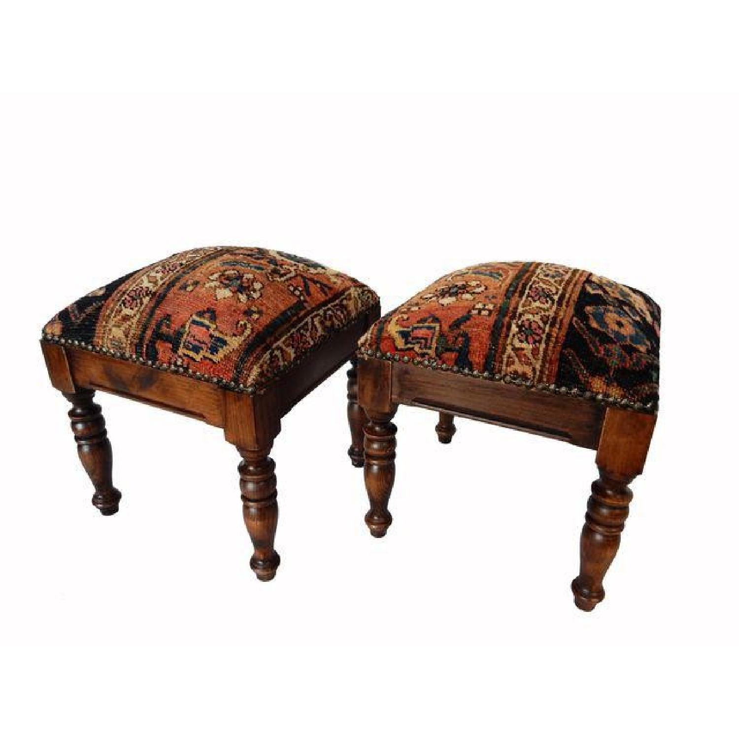 Antique Malayer Rug Stools - image-1