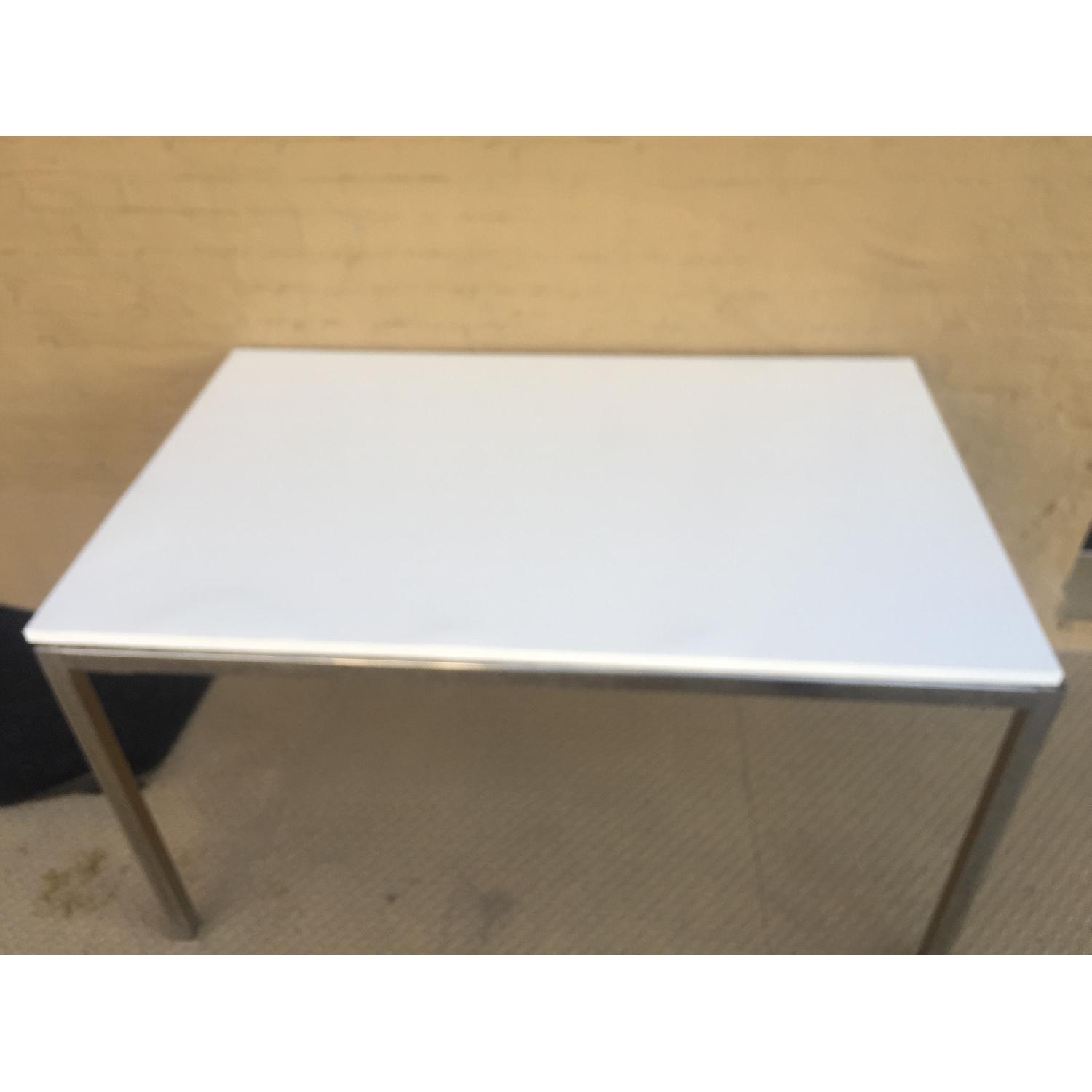 Ikea Torsby Chrome Plated High Gloss White Table - AptDeco