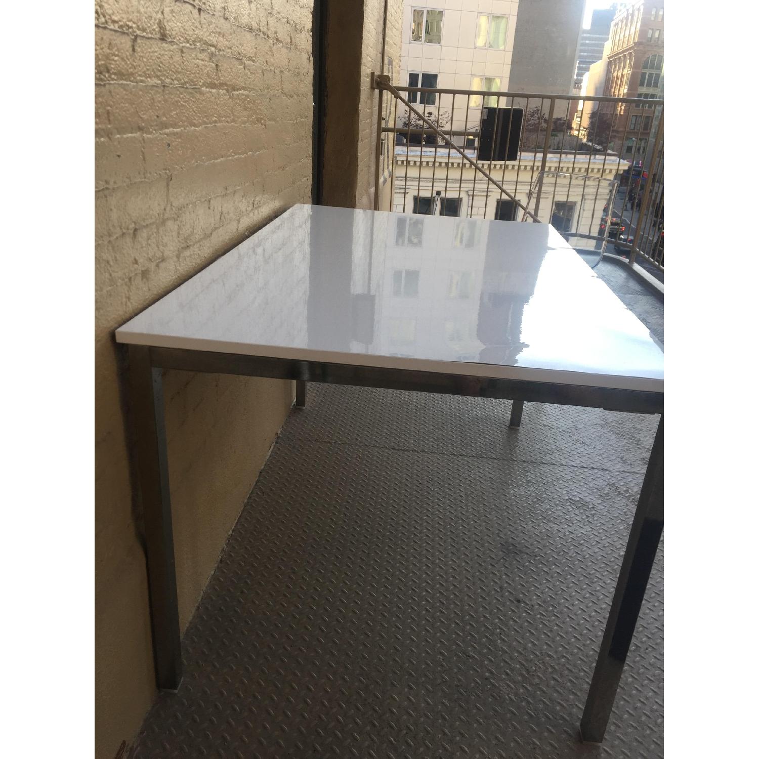 Ikea Torsby Chrome Plated High Gloss White Table - image-4