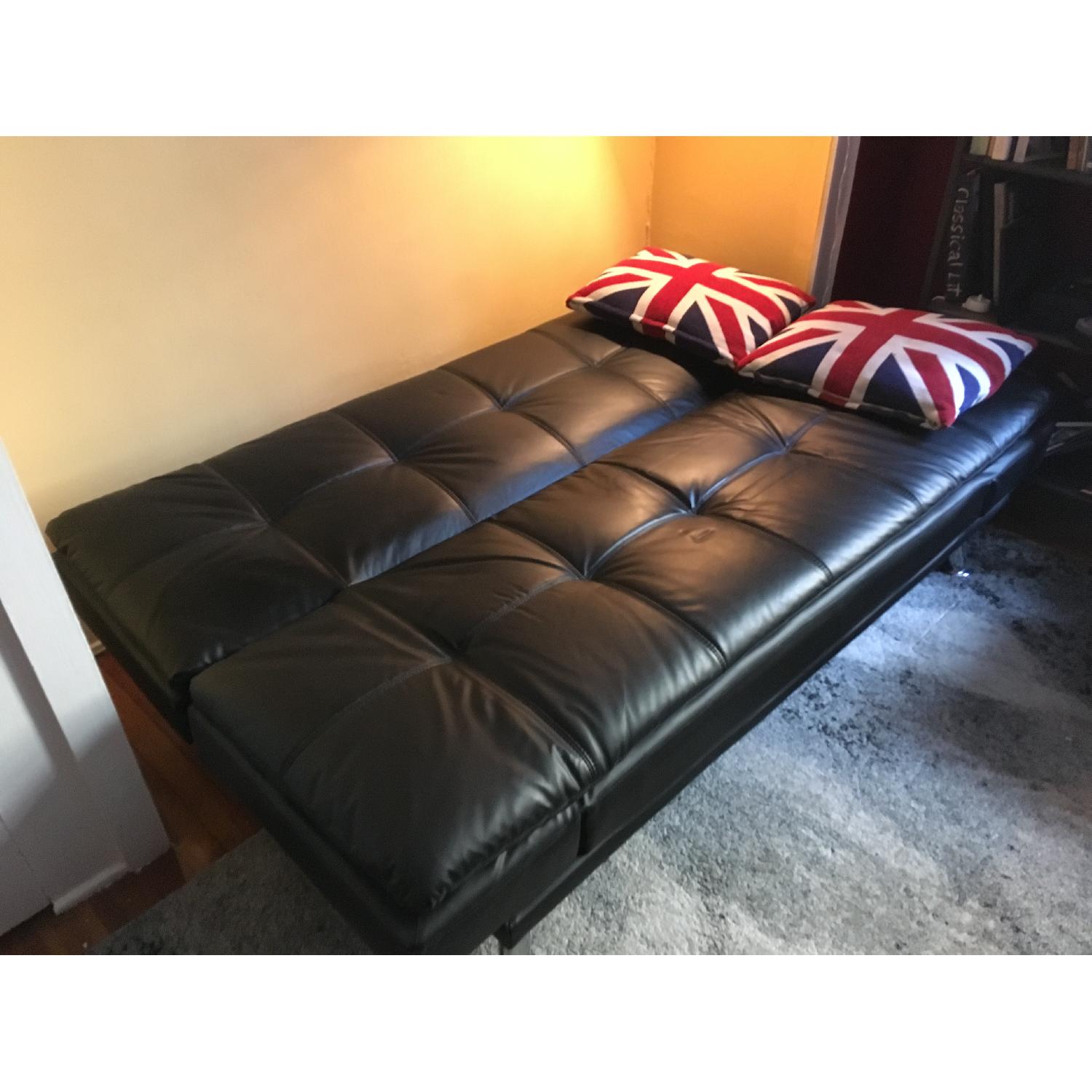 Serta Black PVC Leather Sleeper Sofa/Futon - image-1
