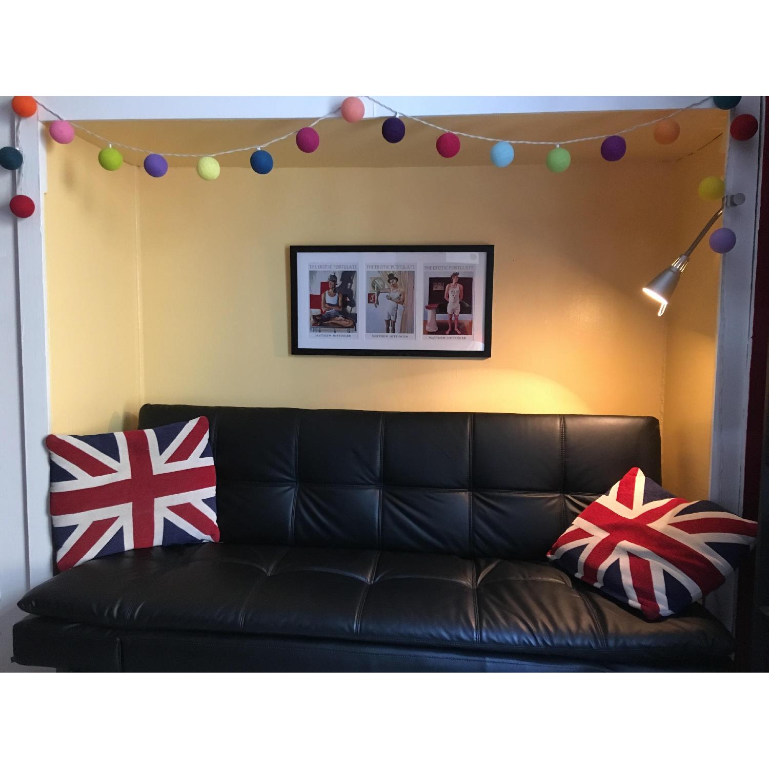 Serta Black PVC Leather Sleeper Sofa/Futon - image-3