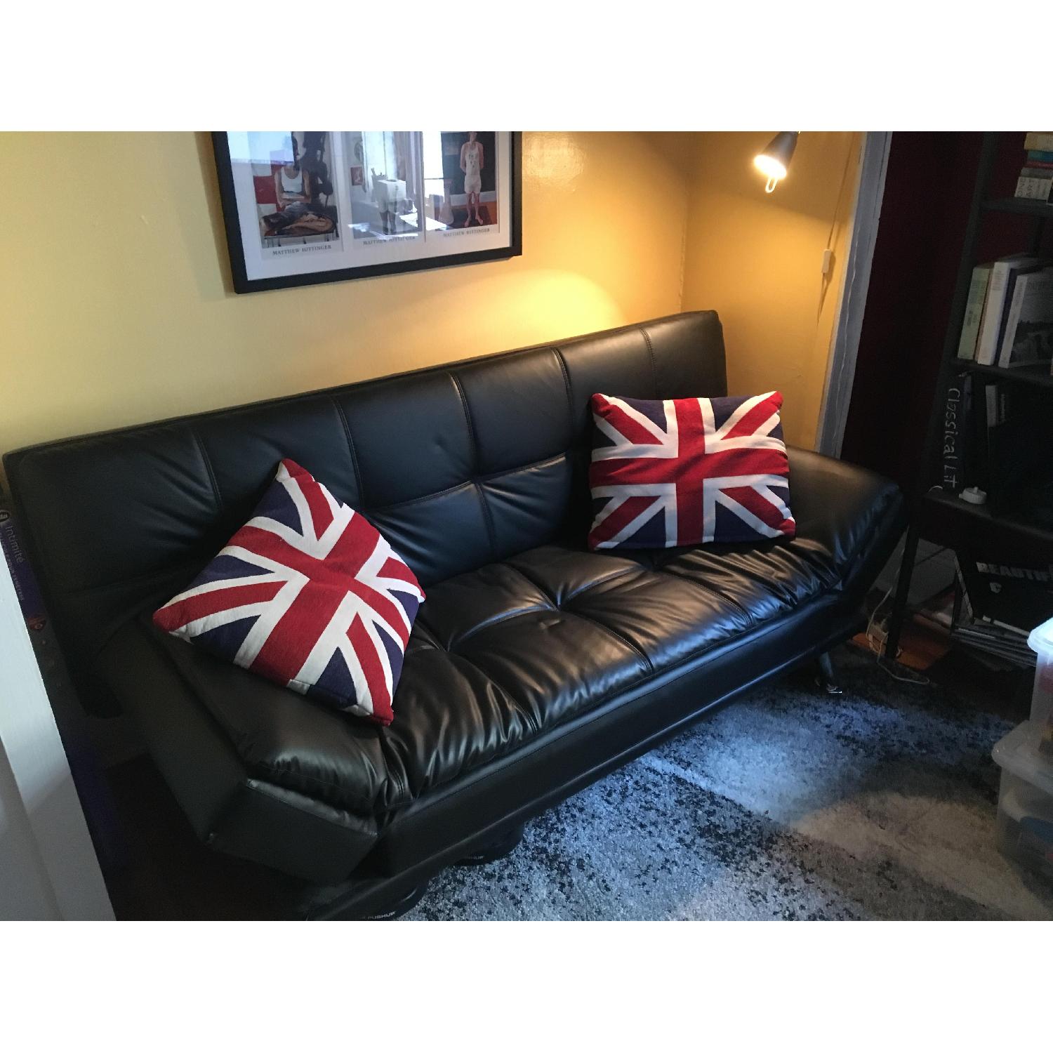 Serta Black PVC Leather Sleeper Sofa/Futon - image-5