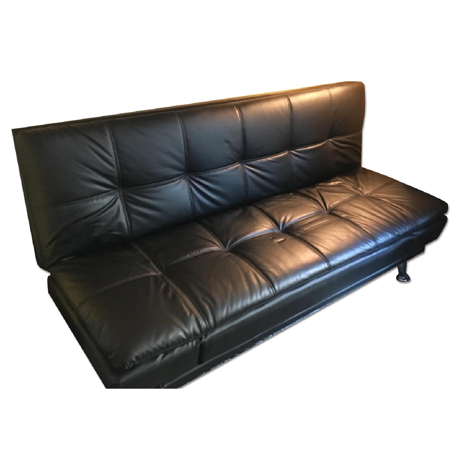 Serta Black PVC Leather Sleeper Sofa/Futon - image-0