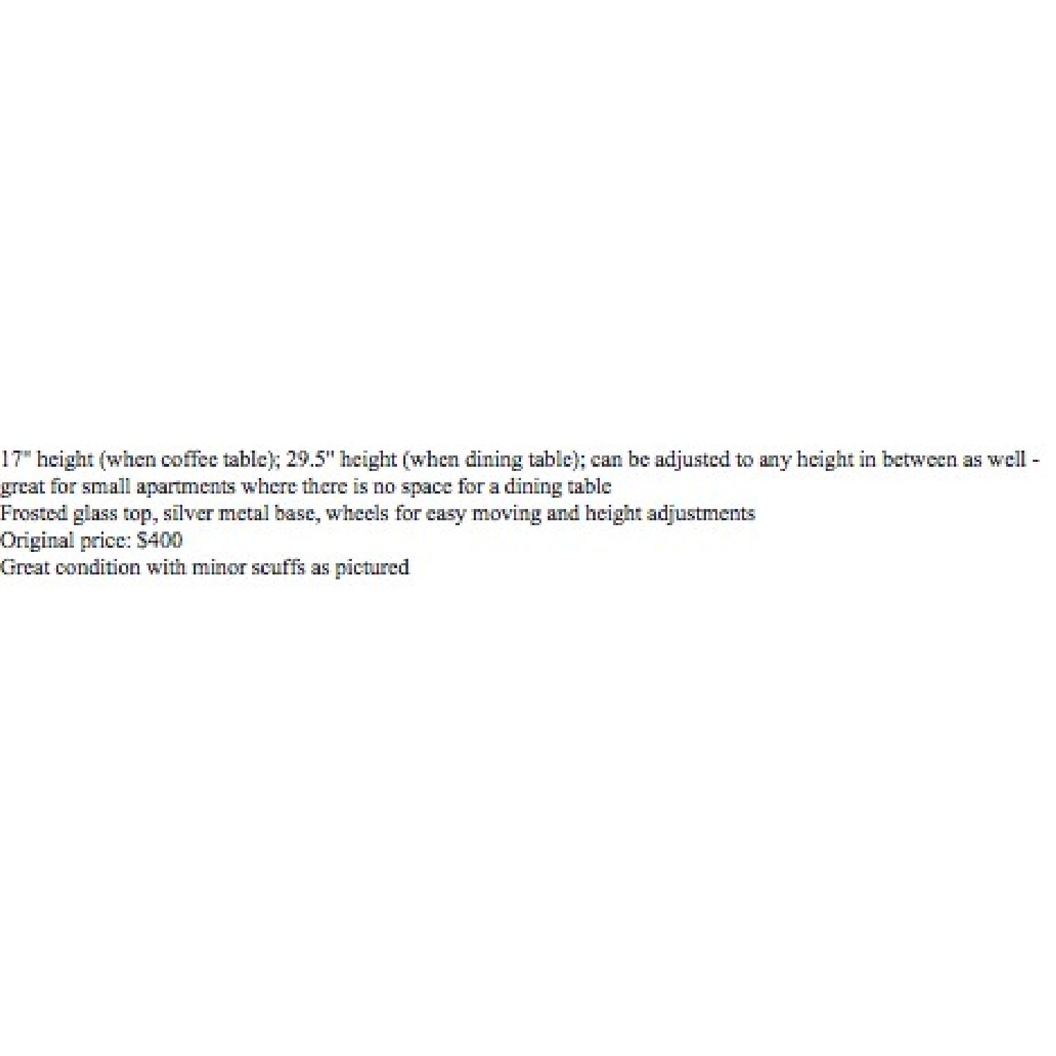 Adjustable Height Coffee/Dining Table - image-10