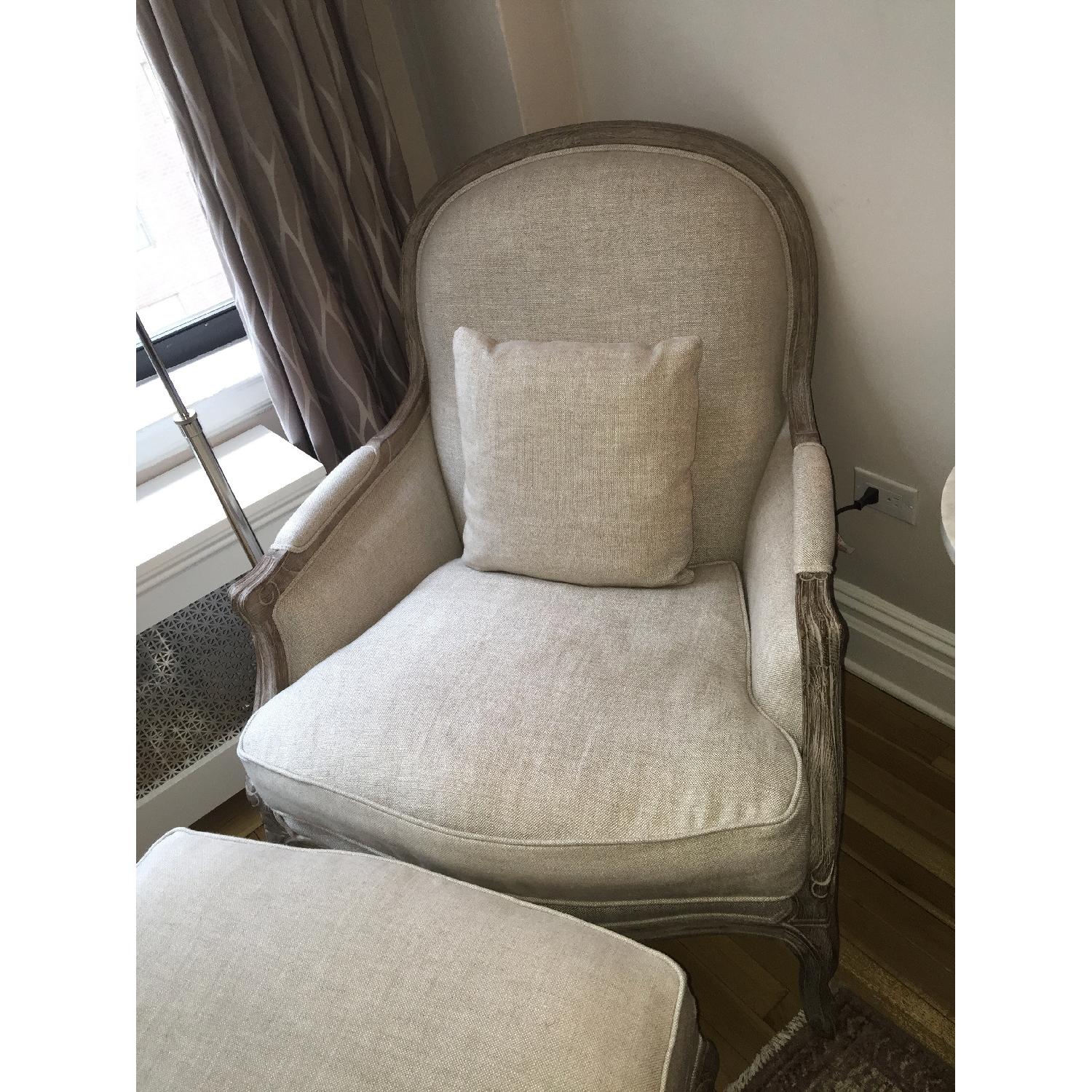 Restoration Hardware Lyon Bergere French Chair & Cabriole Ottoman - image-3
