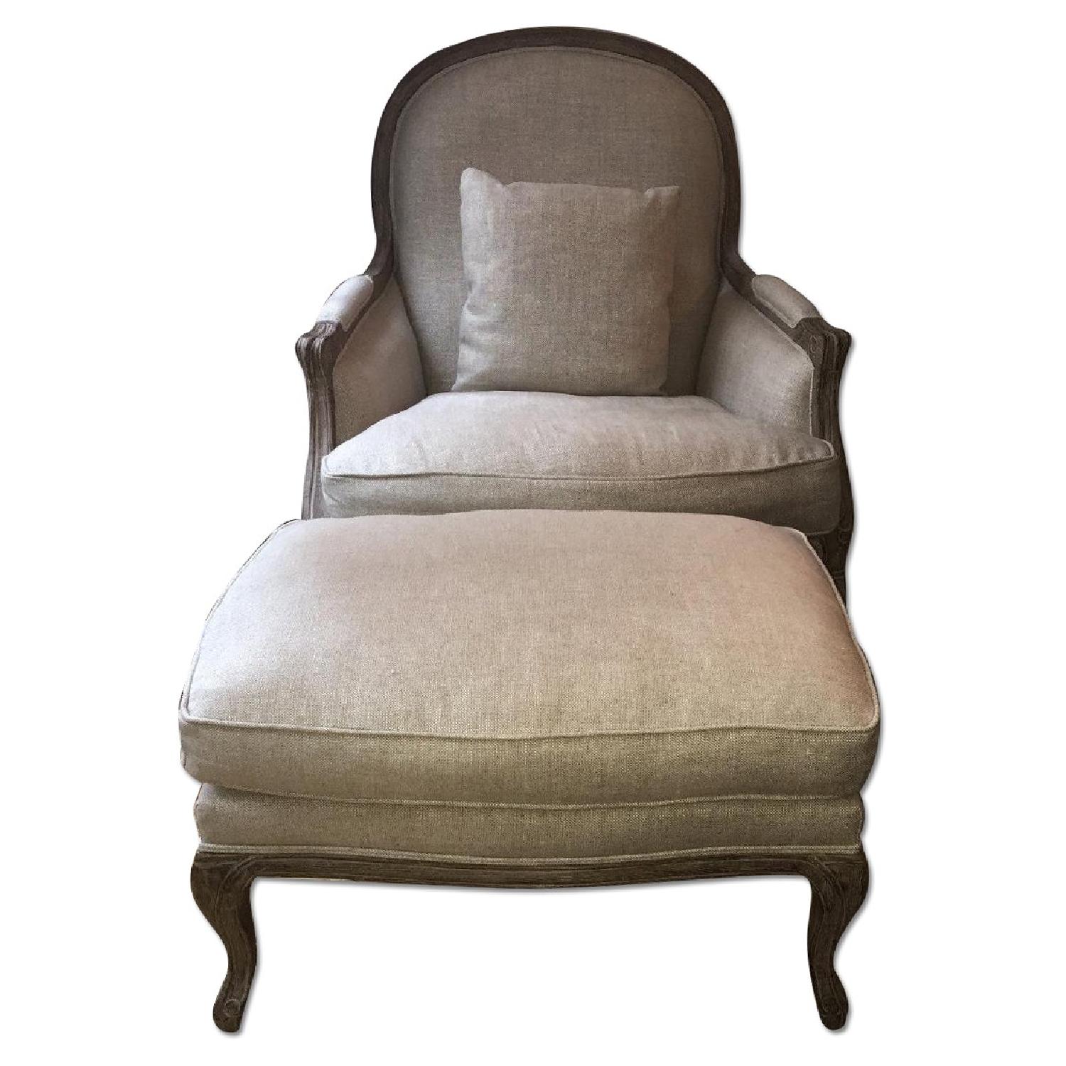 Restoration Hardware Lyon Bergere French Chair & Cabriole Ottoman - image-7
